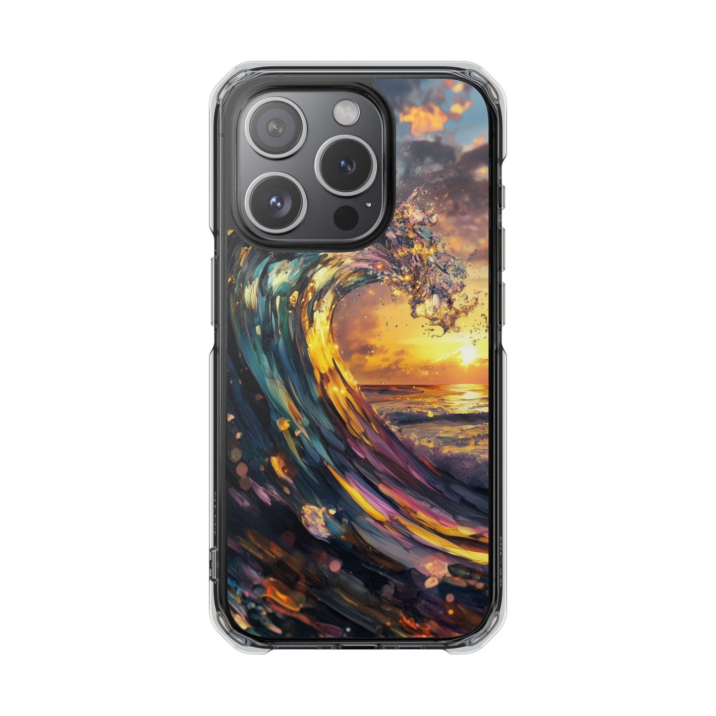 Iridescent Sunset Wave Magnetic Clear iPhone Case