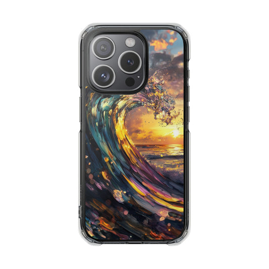 Iridescent Sunset Wave Magnetic Clear iPhone Case