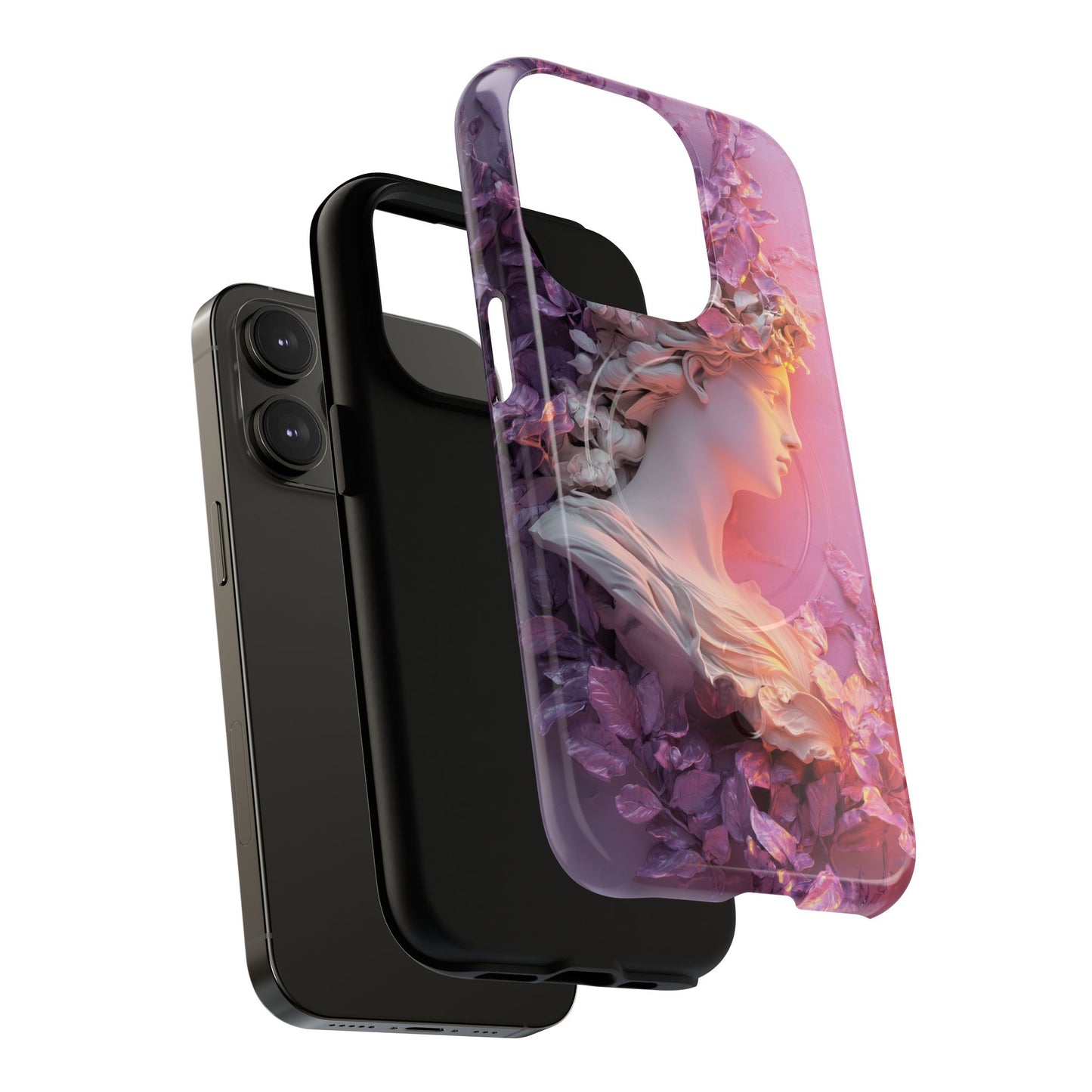 Elegant Floral Tough Magnetic Case for iPhone - Aesthetic Protection