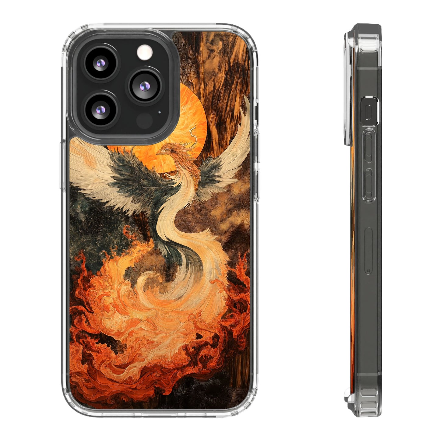 Phoenix Fire Clear iPhone Case - Artistic Protection for Creative Souls
