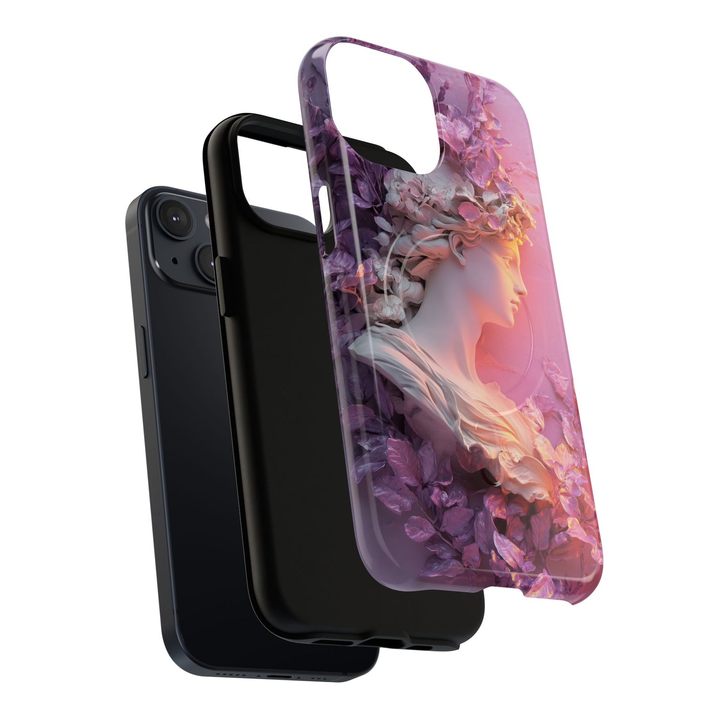 Elegant Floral Tough Magnetic Case for iPhone - Aesthetic Protection