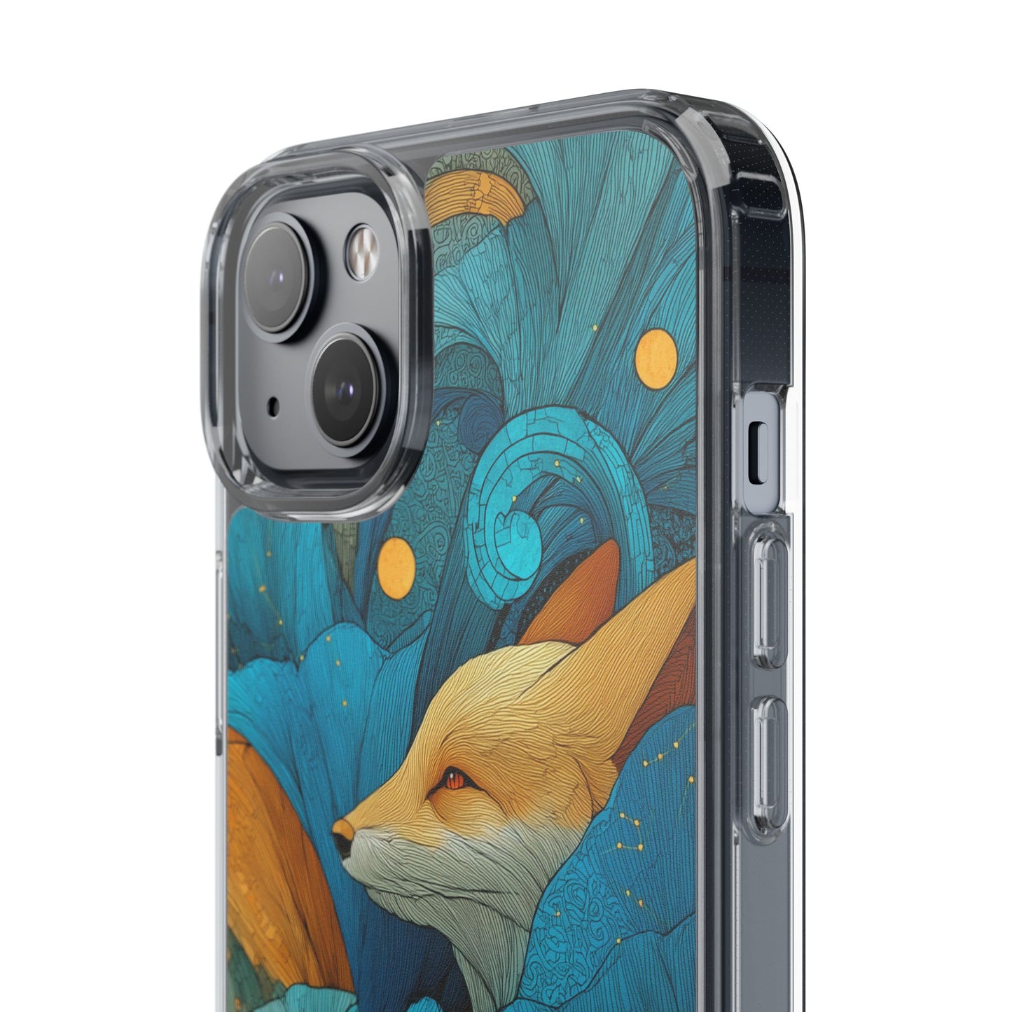 Vibrant Fox Clear Phone Case - Boho Floral iPhone Cover Nature Inspired Gift