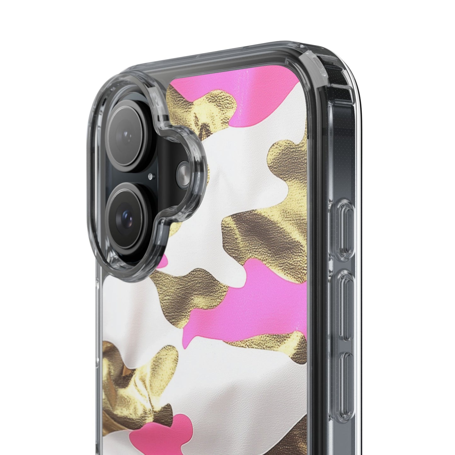 Gold and Pink Camo Phone Case – Stylish Clear Protective Design