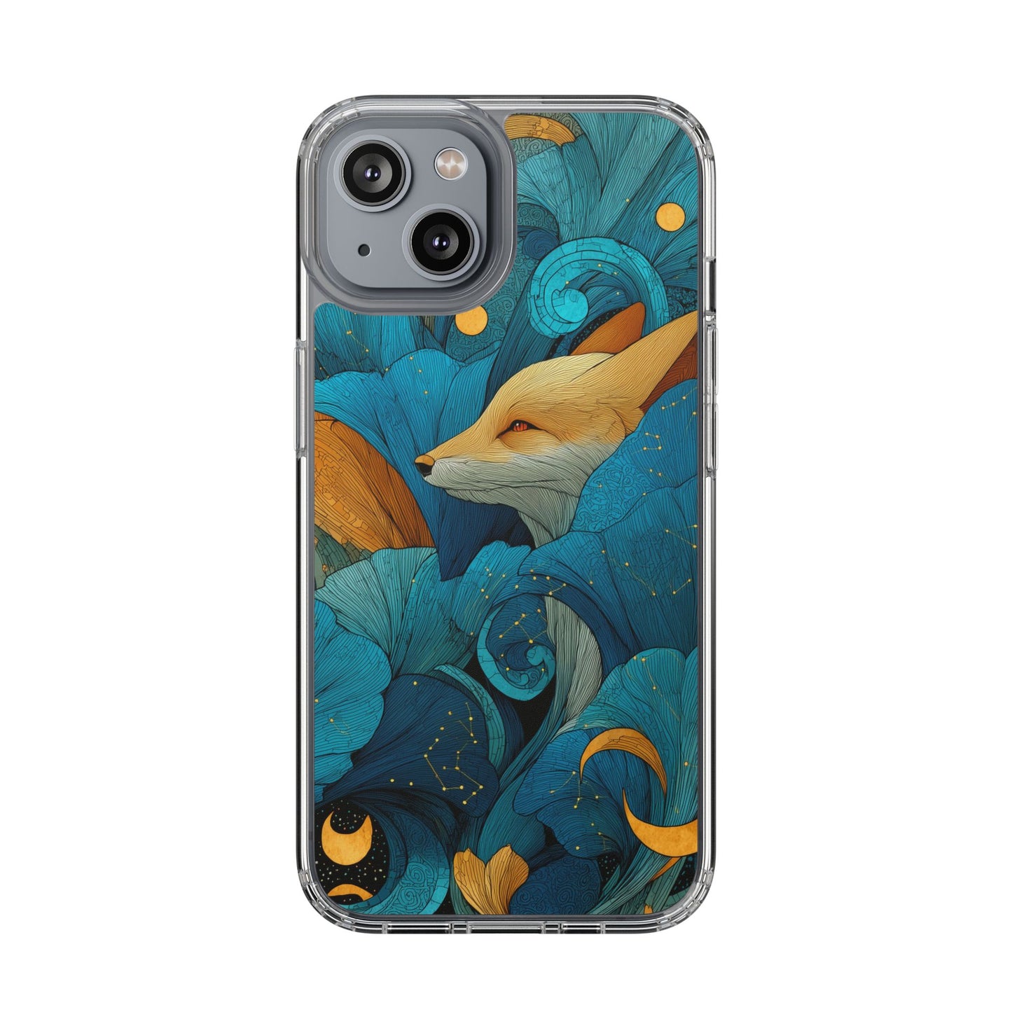 Vibrant Fox Clear Phone Case - Boho Floral iPhone Cover Nature Inspired Gift