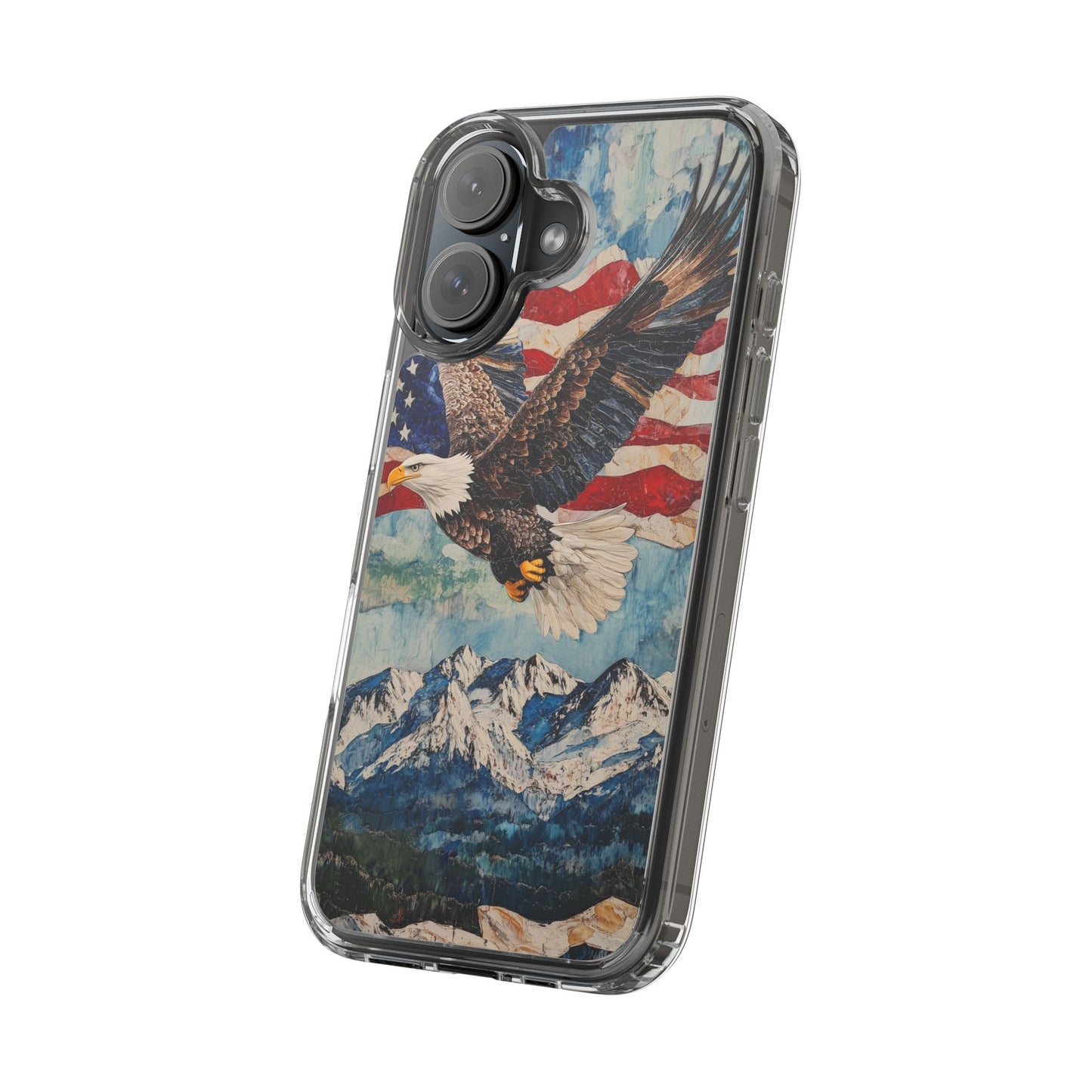 Patriotic Eagle Clear iPhone Case – American Flag Design, Fly High Stay Free for True Patriots