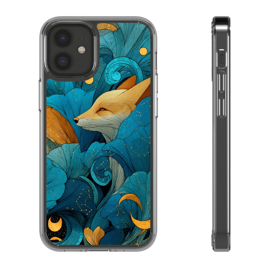 Vibrant Fox Clear Phone Case - Boho Floral iPhone Cover Nature Inspired Gift