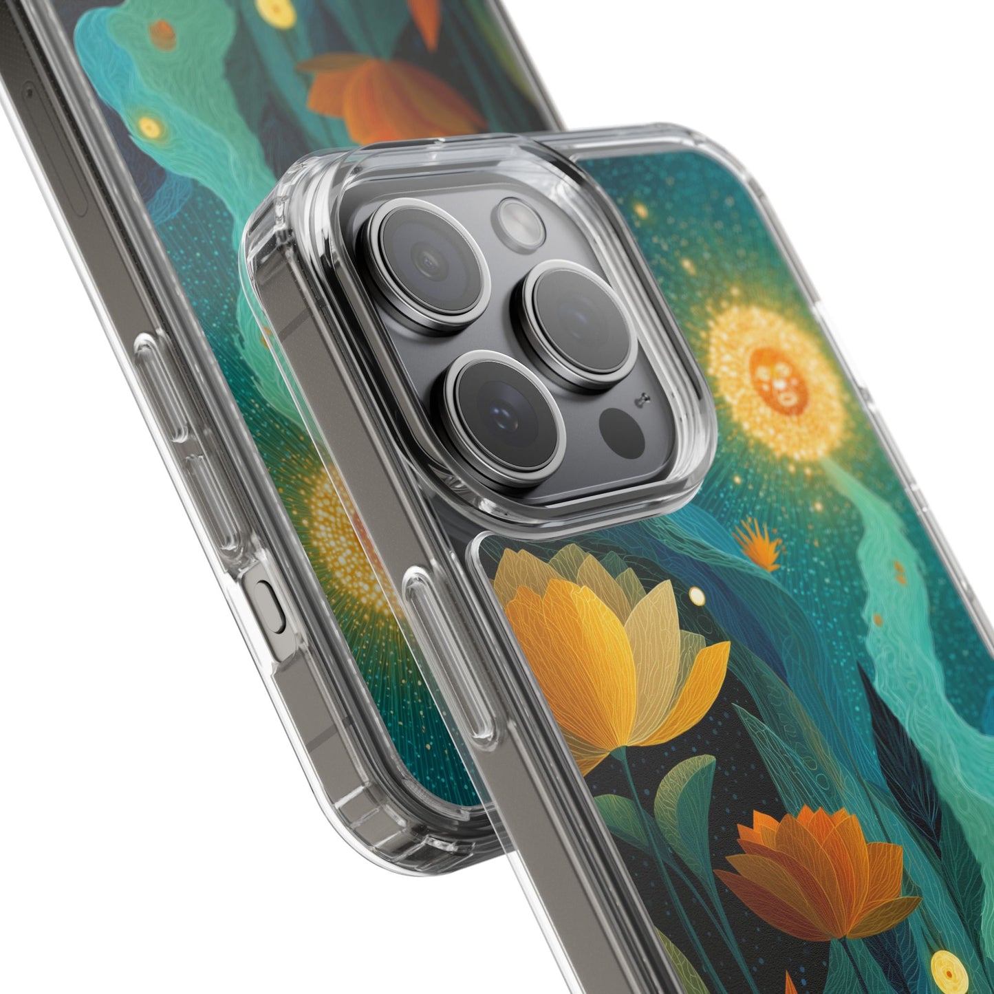 Deep Radiant Nature - Clear iPhone Case with Floral Design