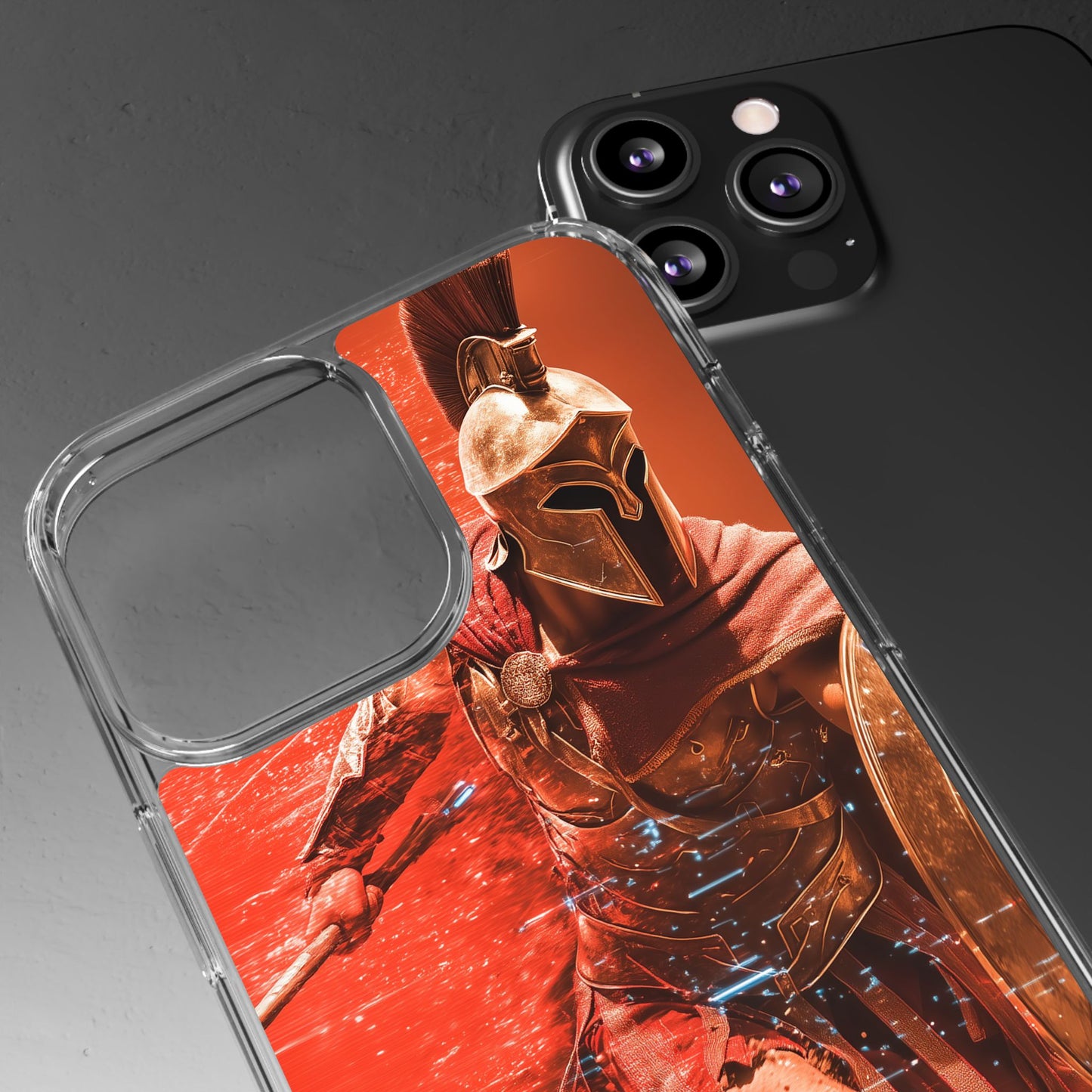 Spartan "Big Duster" Warrior Clear Phone Case - Unique Design for Protection & Style