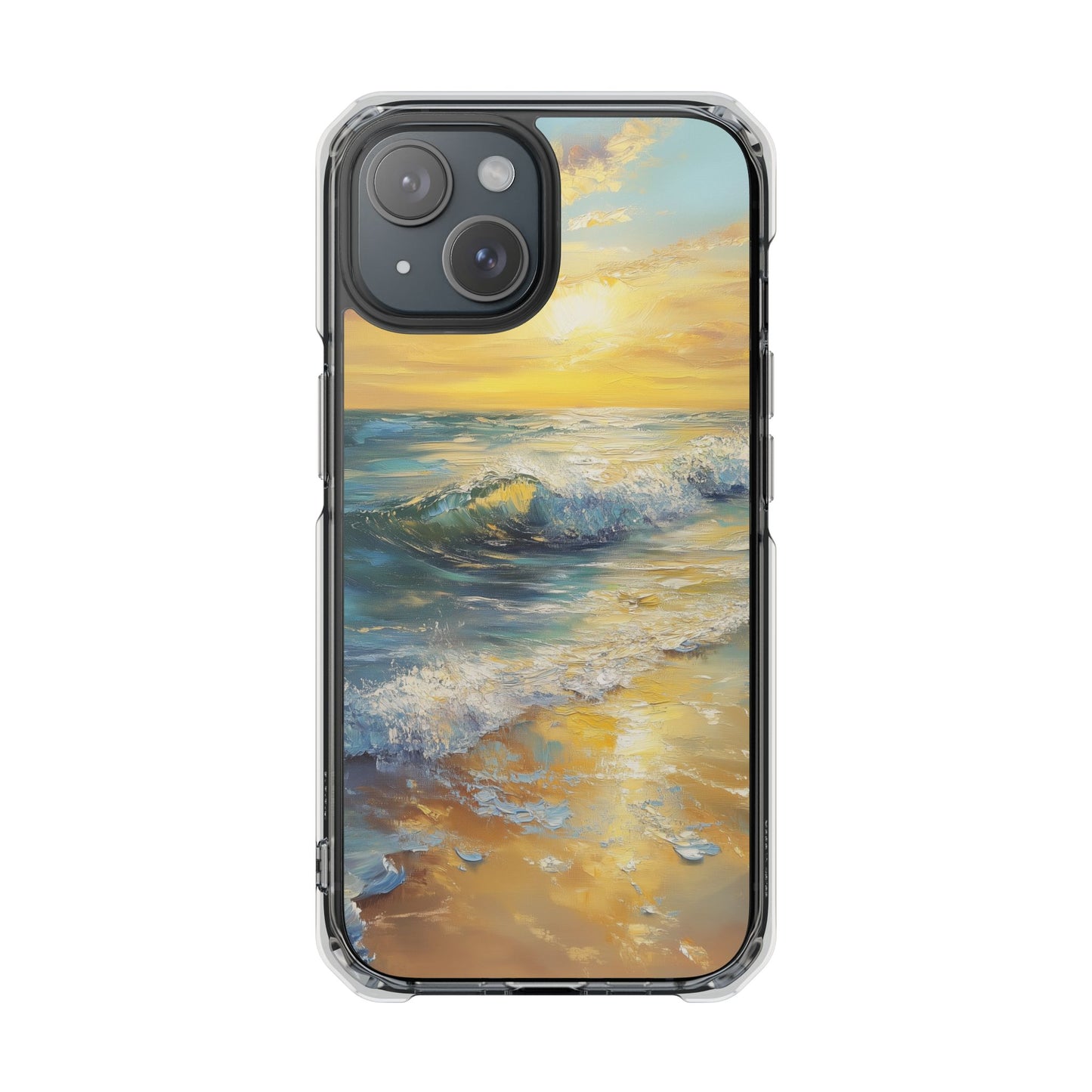 Ocean Sunset Oil Painting Magnetic Clear Impact iPhone Case