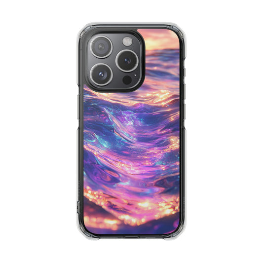Iridescent Sunset Wave Magnetic Clear Impact iPhone Case