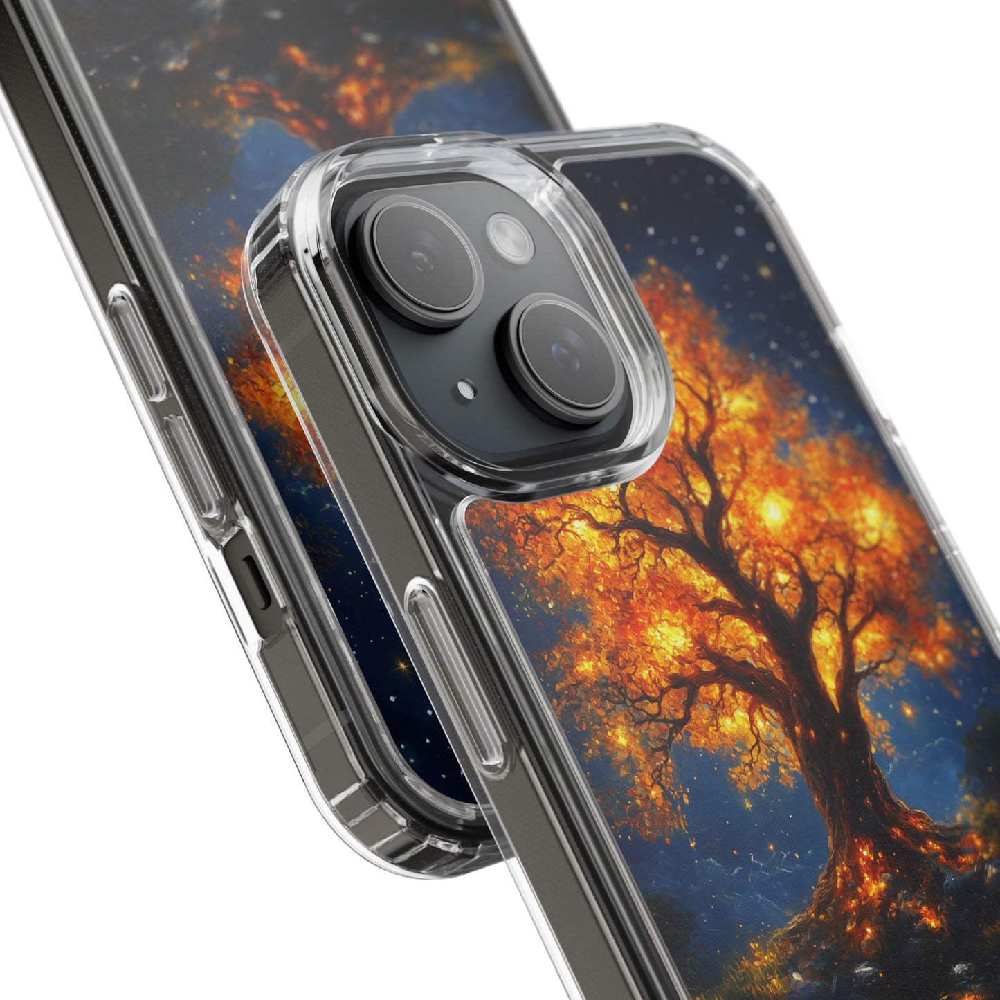 Nocturnal Illumination Tree Phone Case - Clear iPhone Cover with Glowing Autumn Design