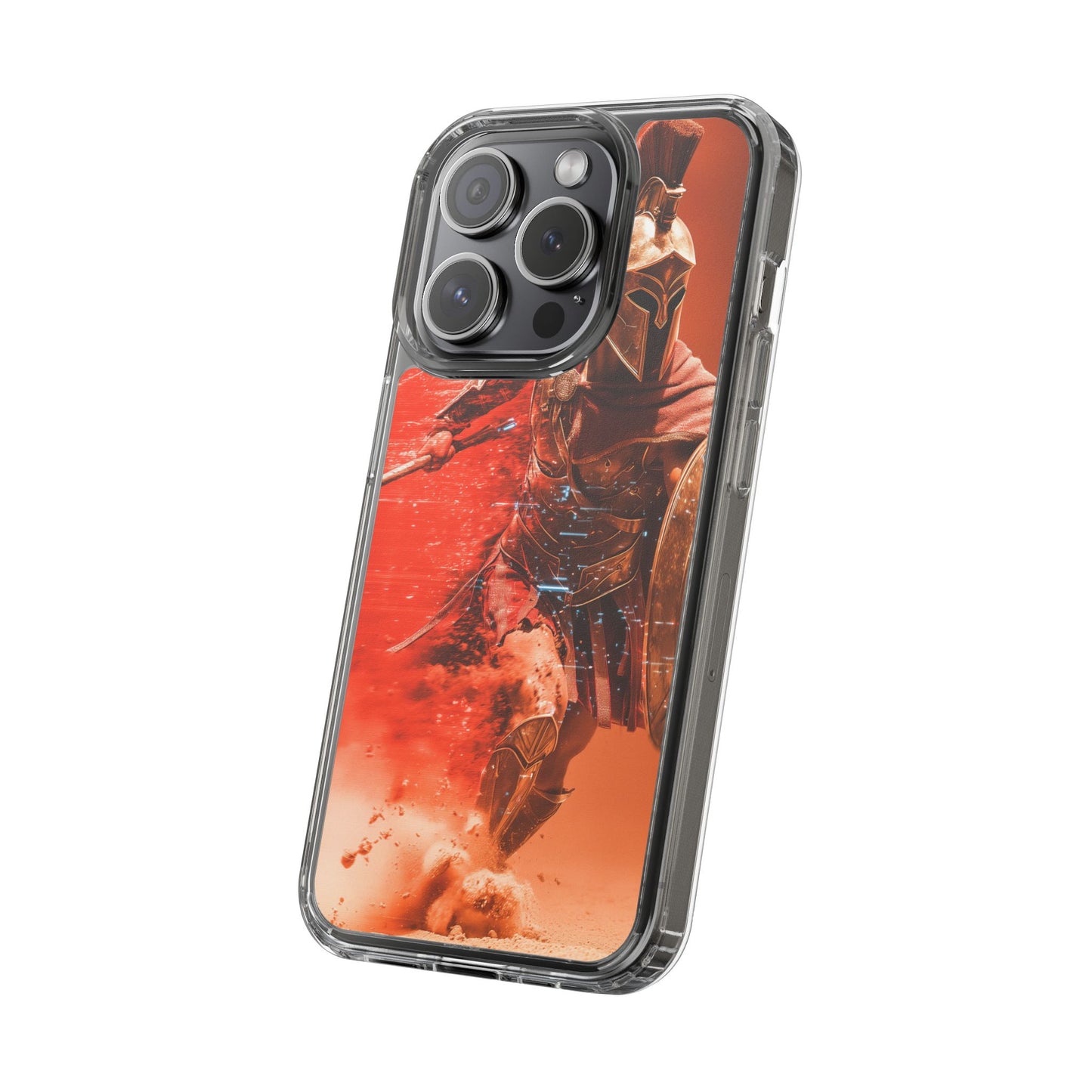 Spartan "Big Duster" Warrior Clear Phone Case - Unique Design for Protection & Style