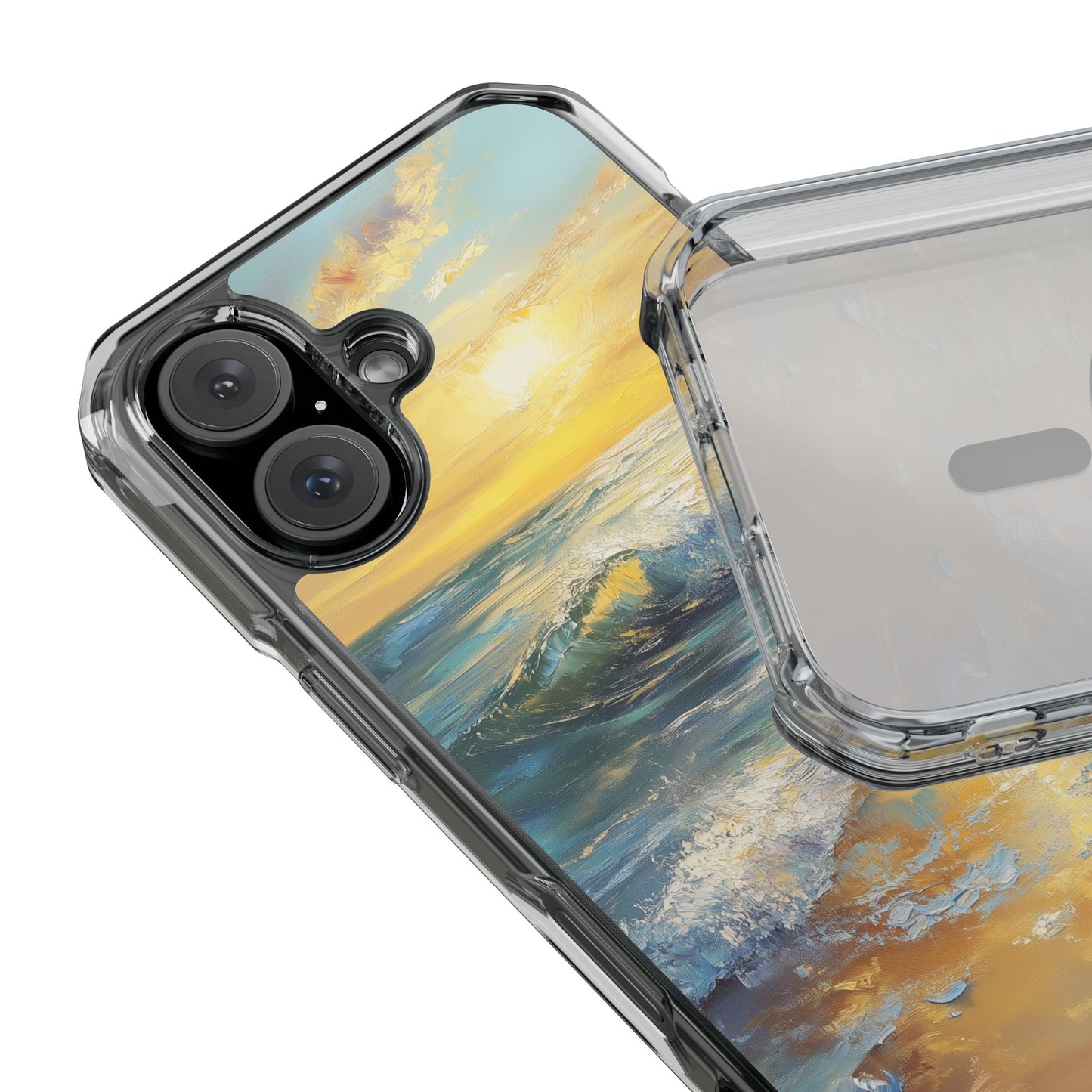 Ocean Sunset Oil Painting Magnetic Clear Impact iPhone Case