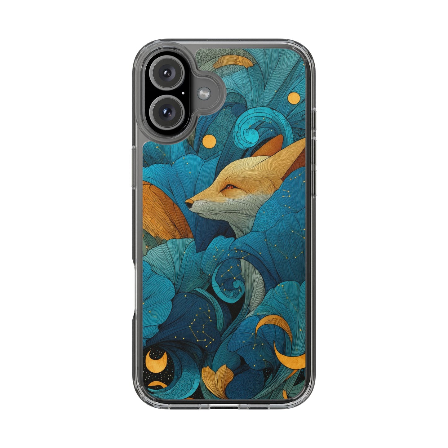 Vibrant Fox Clear Phone Case - Boho Floral iPhone Cover Nature Inspired Gift