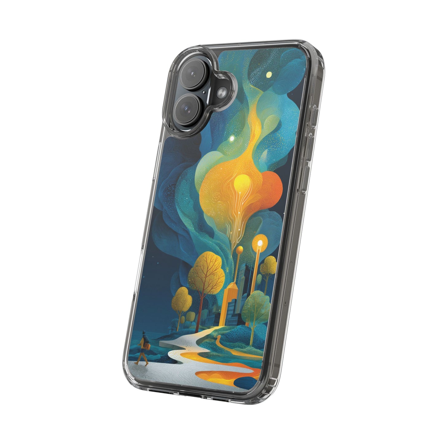 Electric City Forest Phone Case – Glowing Urban Jungle with Vibrant Nature Fusion