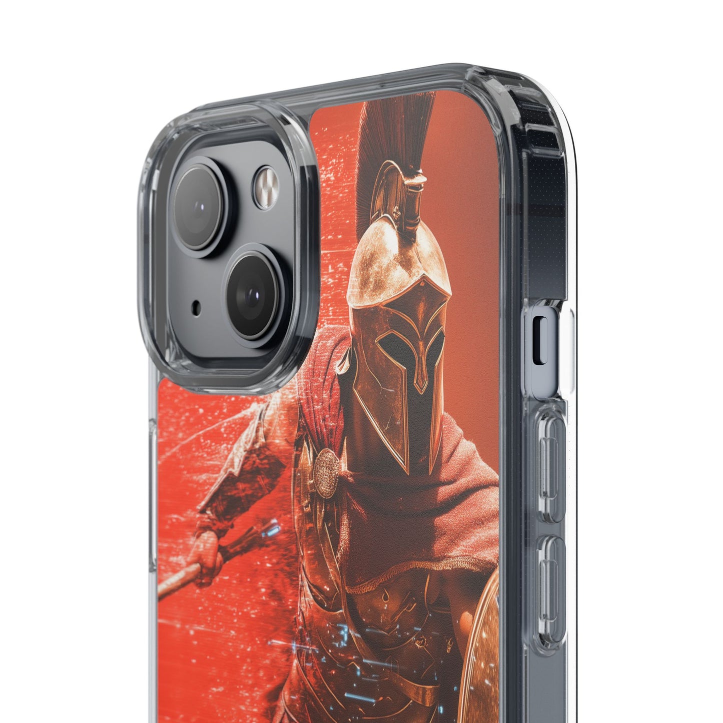 Spartan "Big Duster" Warrior Clear Phone Case - Unique Design for Protection & Style