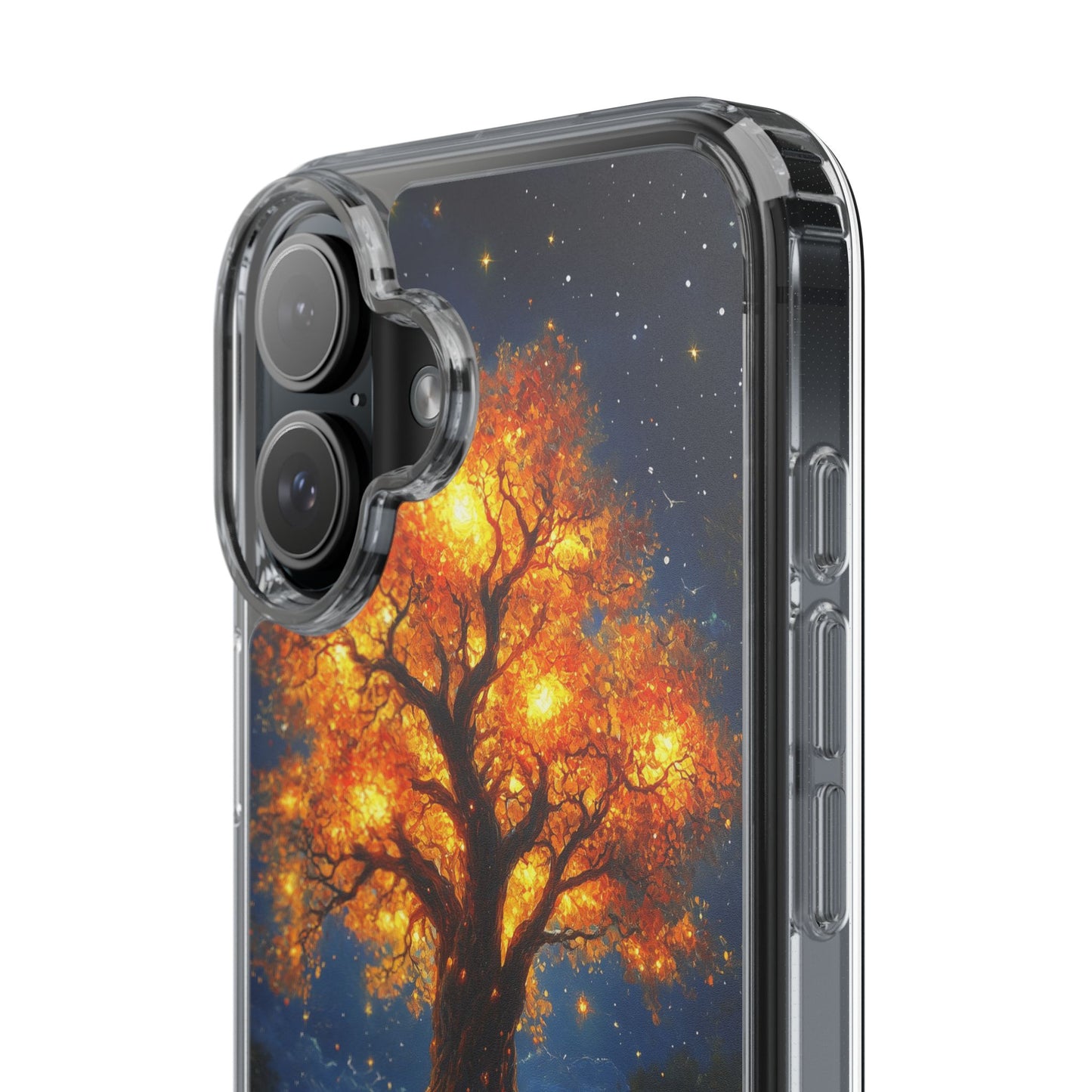 Nocturnal Illumination Tree Phone Case - Clear iPhone Cover with Glowing Autumn Design