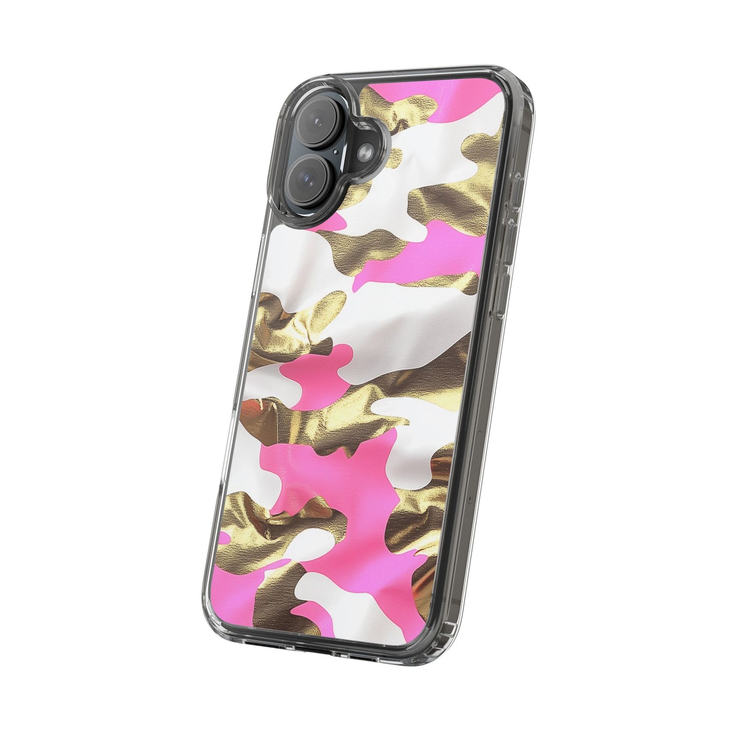 Gold and Pink Camo Phone Case – Stylish Clear Protective Design
