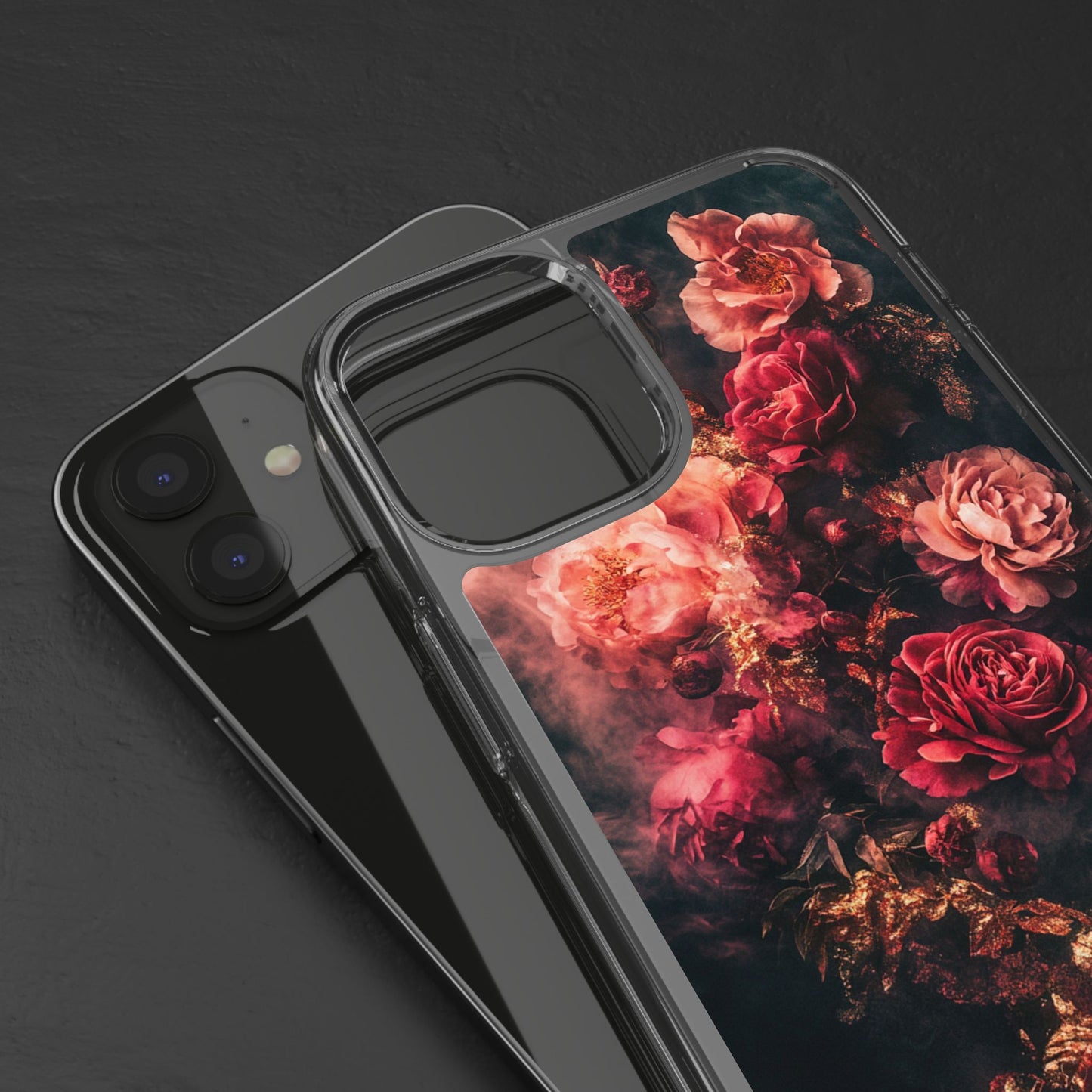 Floral Elegance Clear iPhone Case – Delicate Rose Design with Timeless Charm