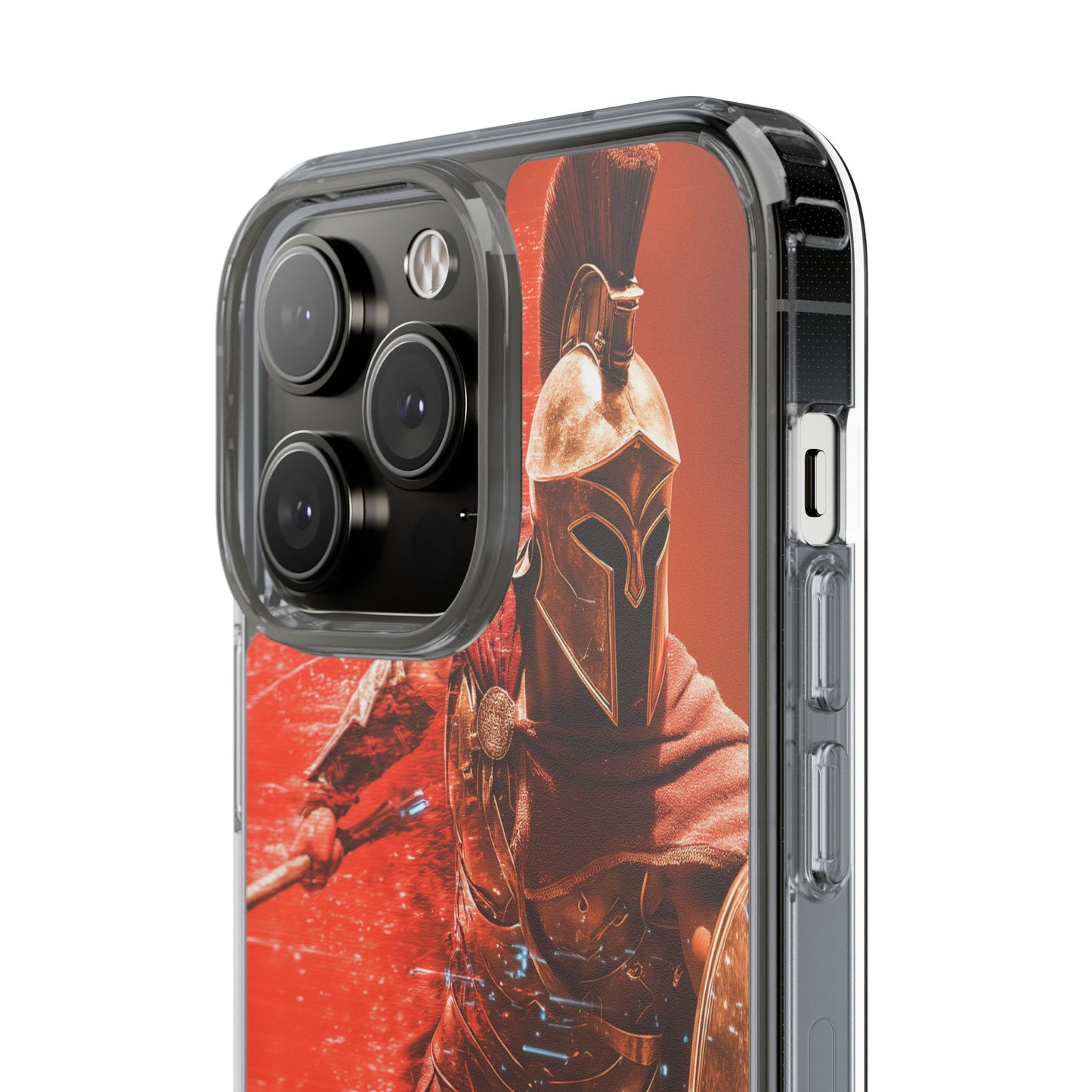 Spartan "Big Duster" Warrior Clear Phone Case - Unique Design for Protection & Style