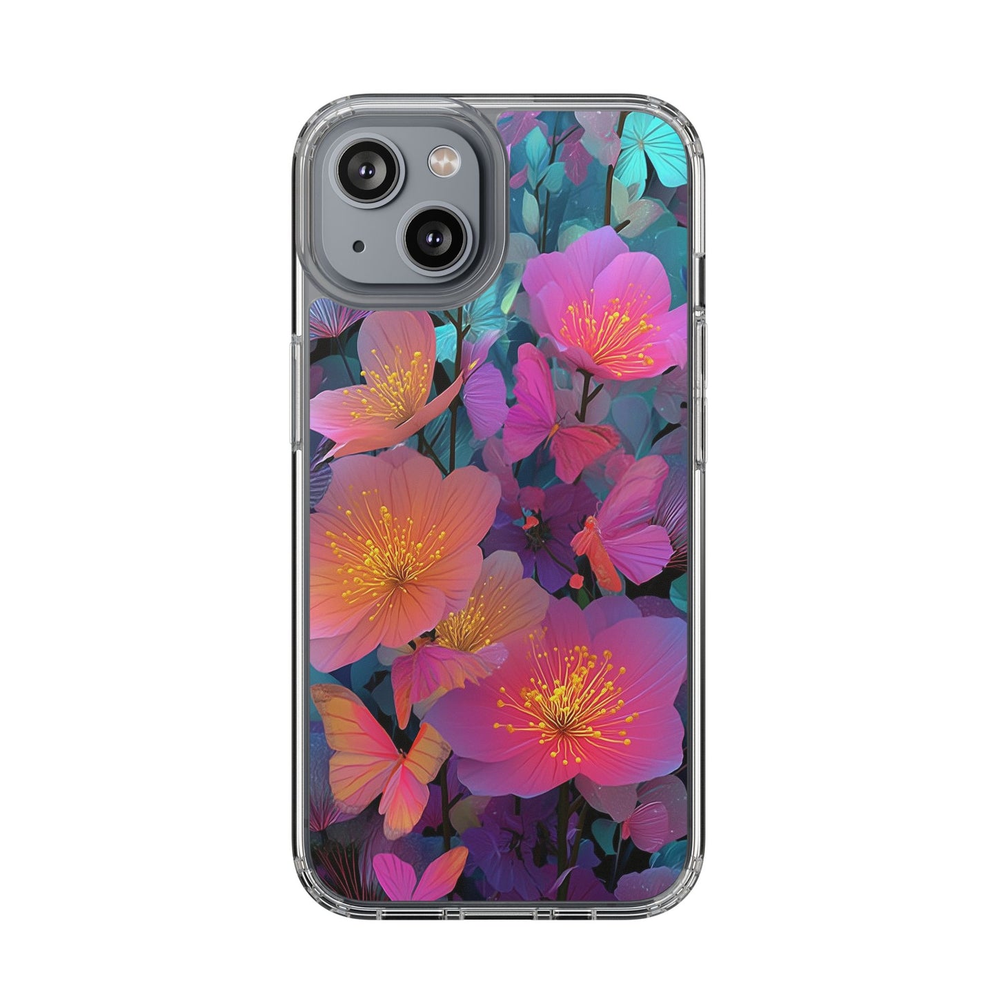 Vibrant Floral Clear iPhone Case