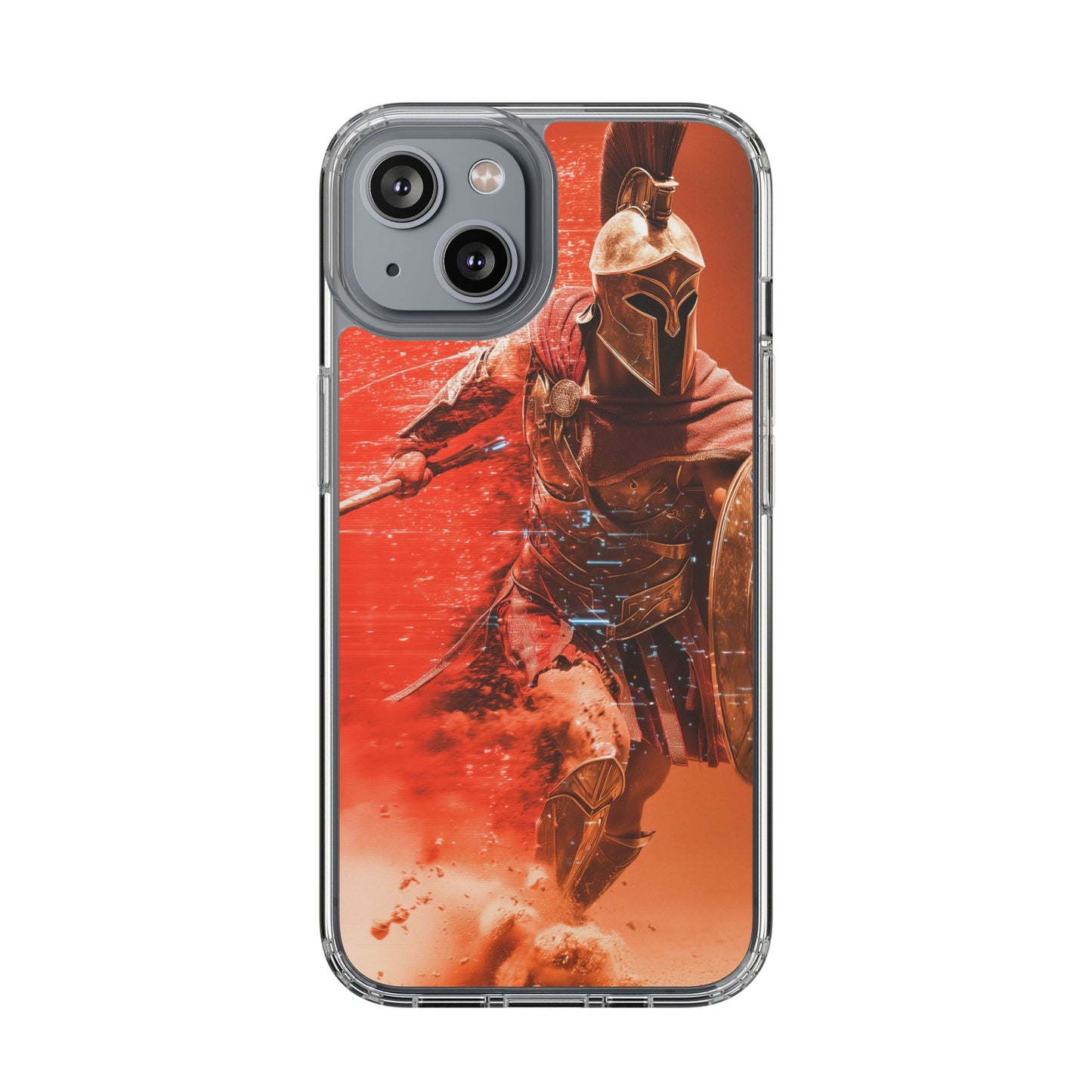 Spartan "Big Duster" Warrior Clear Phone Case - Unique Design for Protection & Style