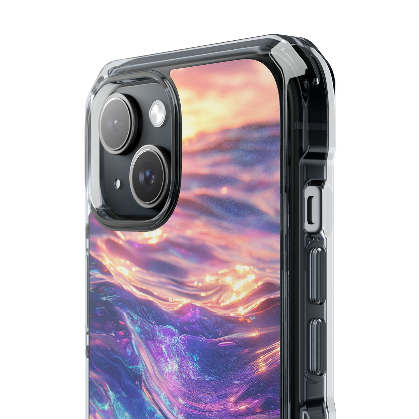 Iridescent Sunset Wave Magnetic Clear Impact iPhone Case