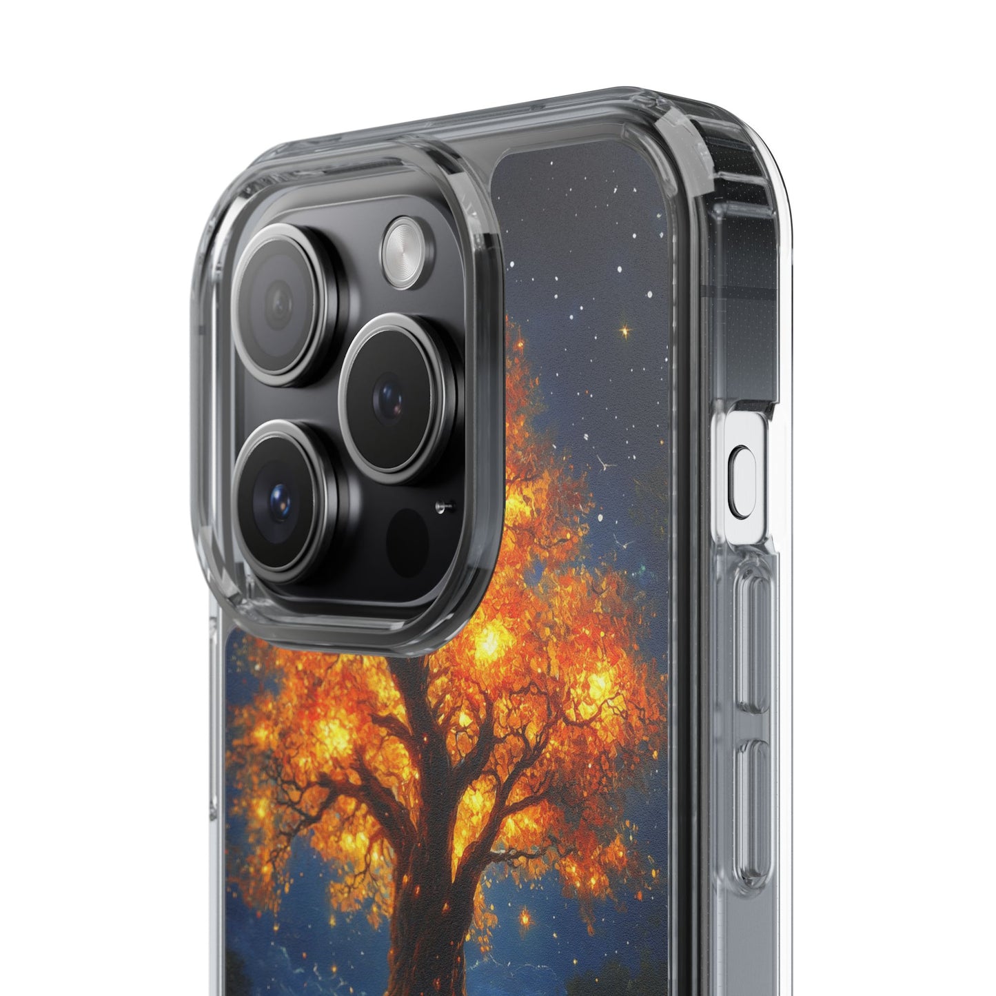 Nocturnal Illumination Tree Phone Case - Clear iPhone Cover with Glowing Autumn Design