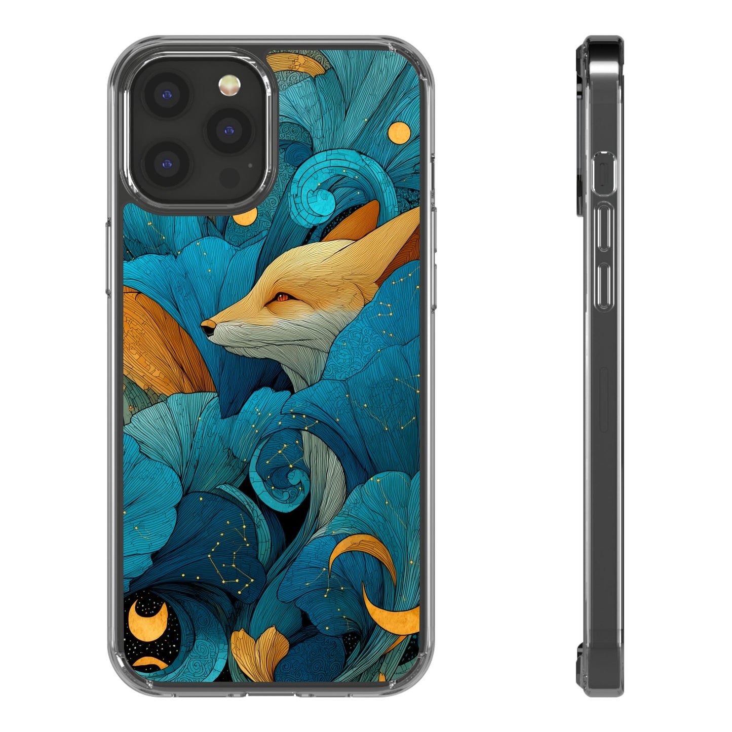Vibrant Fox Clear Phone Case - Boho Floral iPhone Cover Nature Inspired Gift
