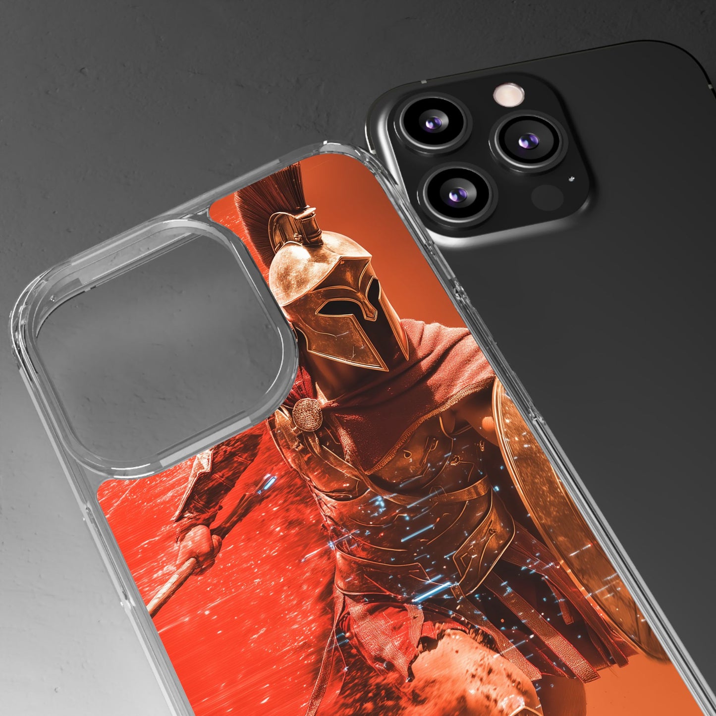 Spartan "Big Duster" Warrior Clear Phone Case - Unique Design for Protection & Style
