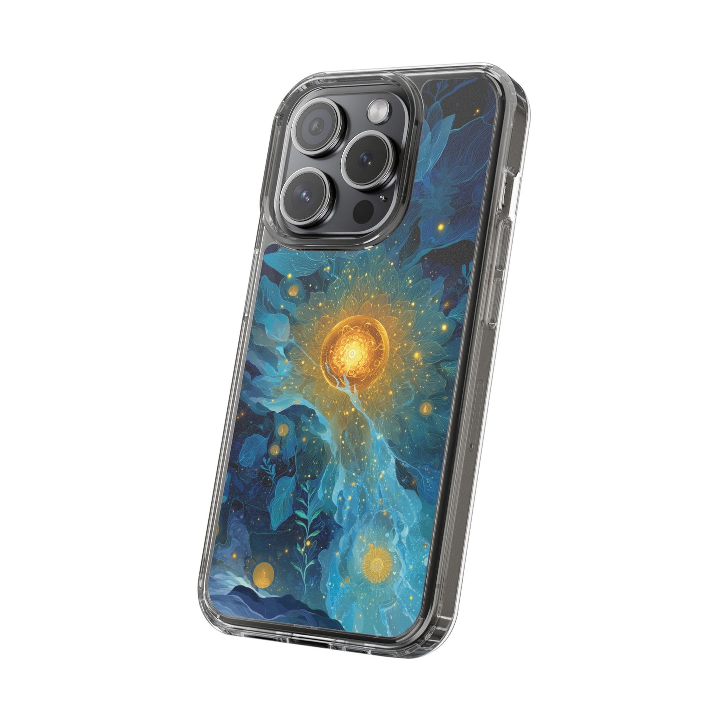 Celestial Nocturnal Bloom Clear Phone Case - Protective, Artistic Design for Nature Lovers