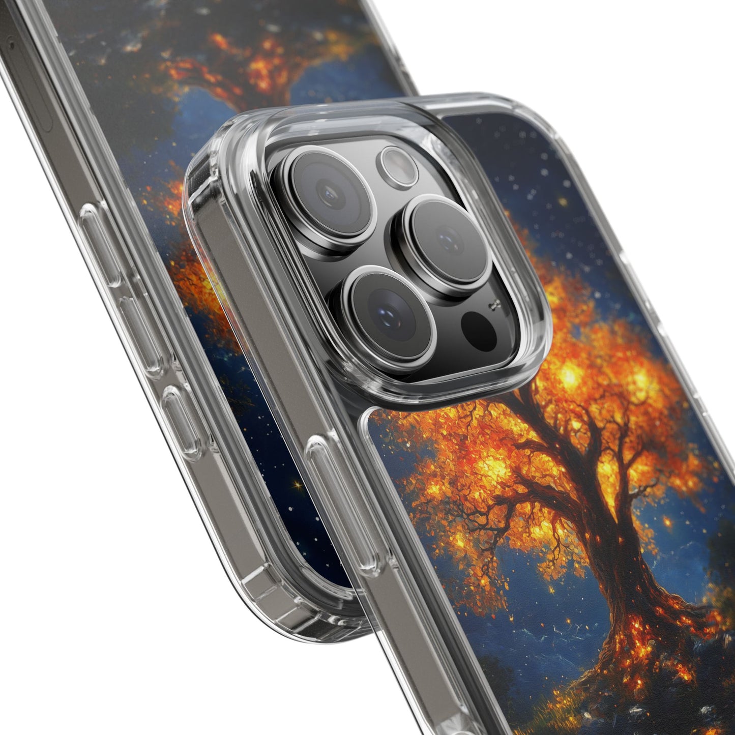 Nocturnal Illumination Tree Phone Case - Clear iPhone Cover with Glowing Autumn Design
