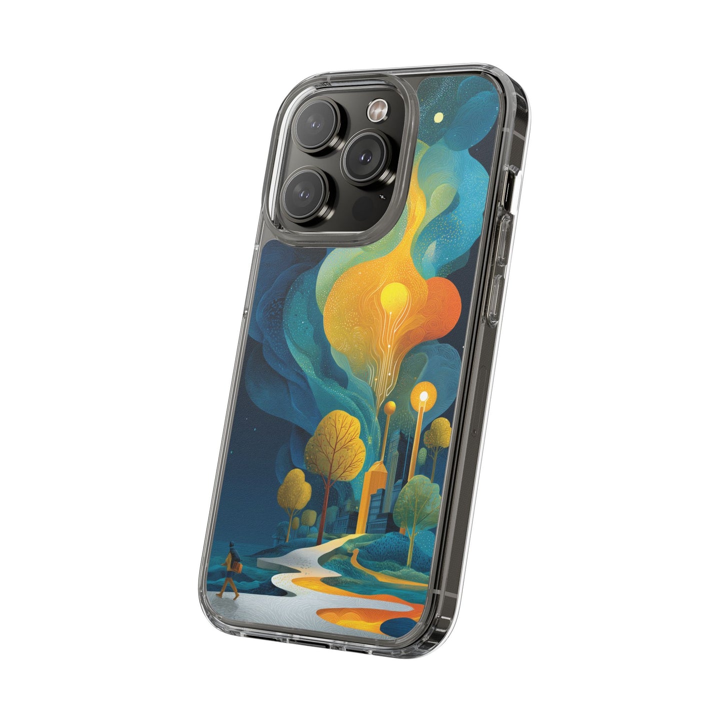 Electric City Forest Phone Case – Glowing Urban Jungle with Vibrant Nature Fusion