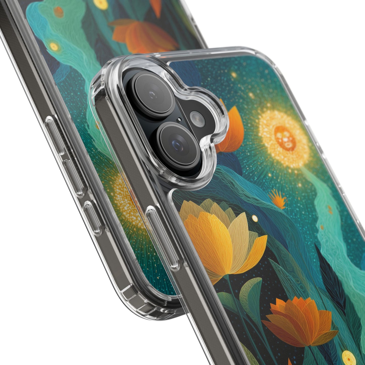 Deep Radiant Nature - Clear iPhone Case with Floral Design