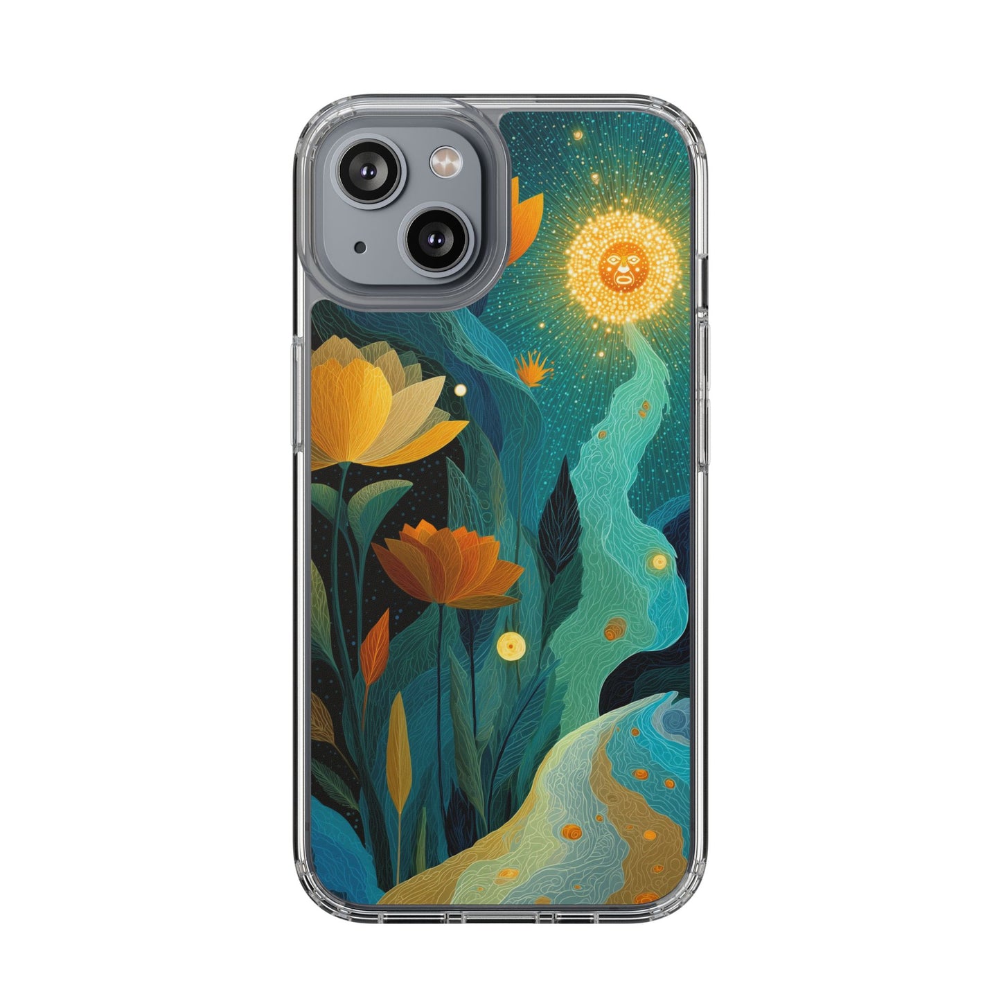 Deep Radiant Nature - Clear iPhone Case with Floral Design