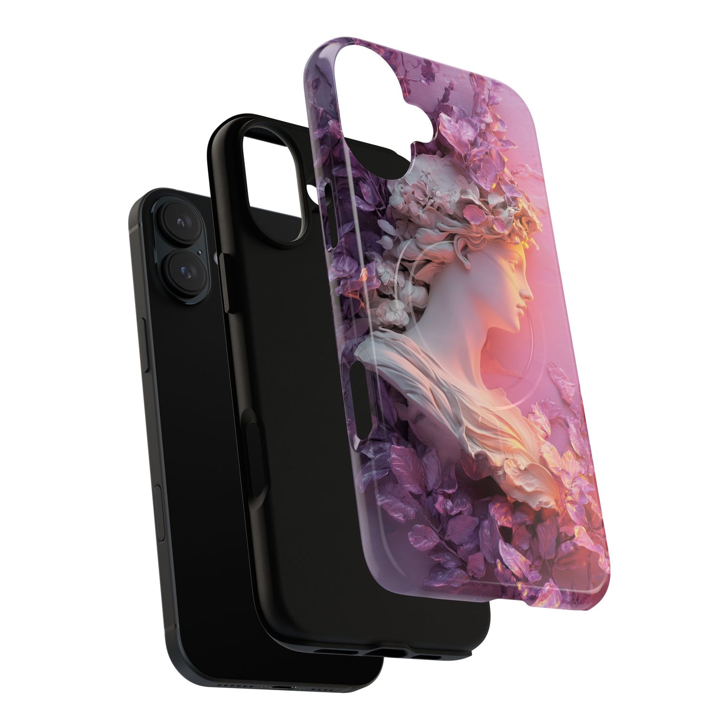 Elegant Floral Tough Magnetic Case for iPhone - Aesthetic Protection