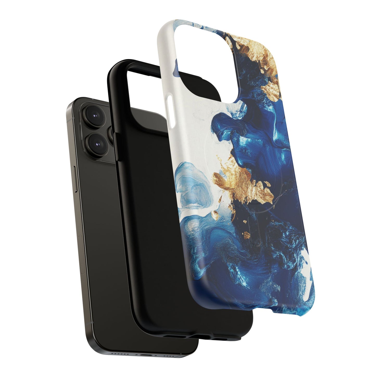 Stylish Tough Magnetic Phone Case – Durable & Chic Golden Blue Design for Smartphone Protection
