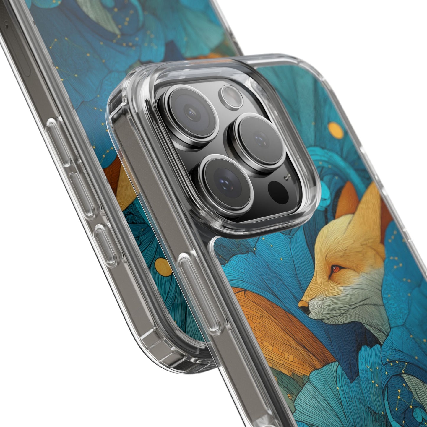 Vibrant Fox Clear Phone Case - Boho Floral iPhone Cover Nature Inspired Gift