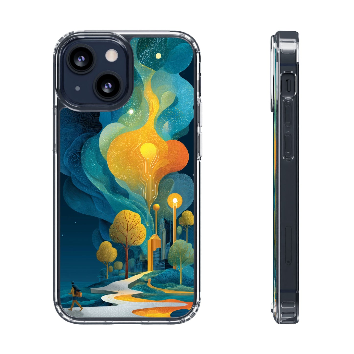 Electric City Forest Phone Case – Glowing Urban Jungle with Vibrant Nature Fusion