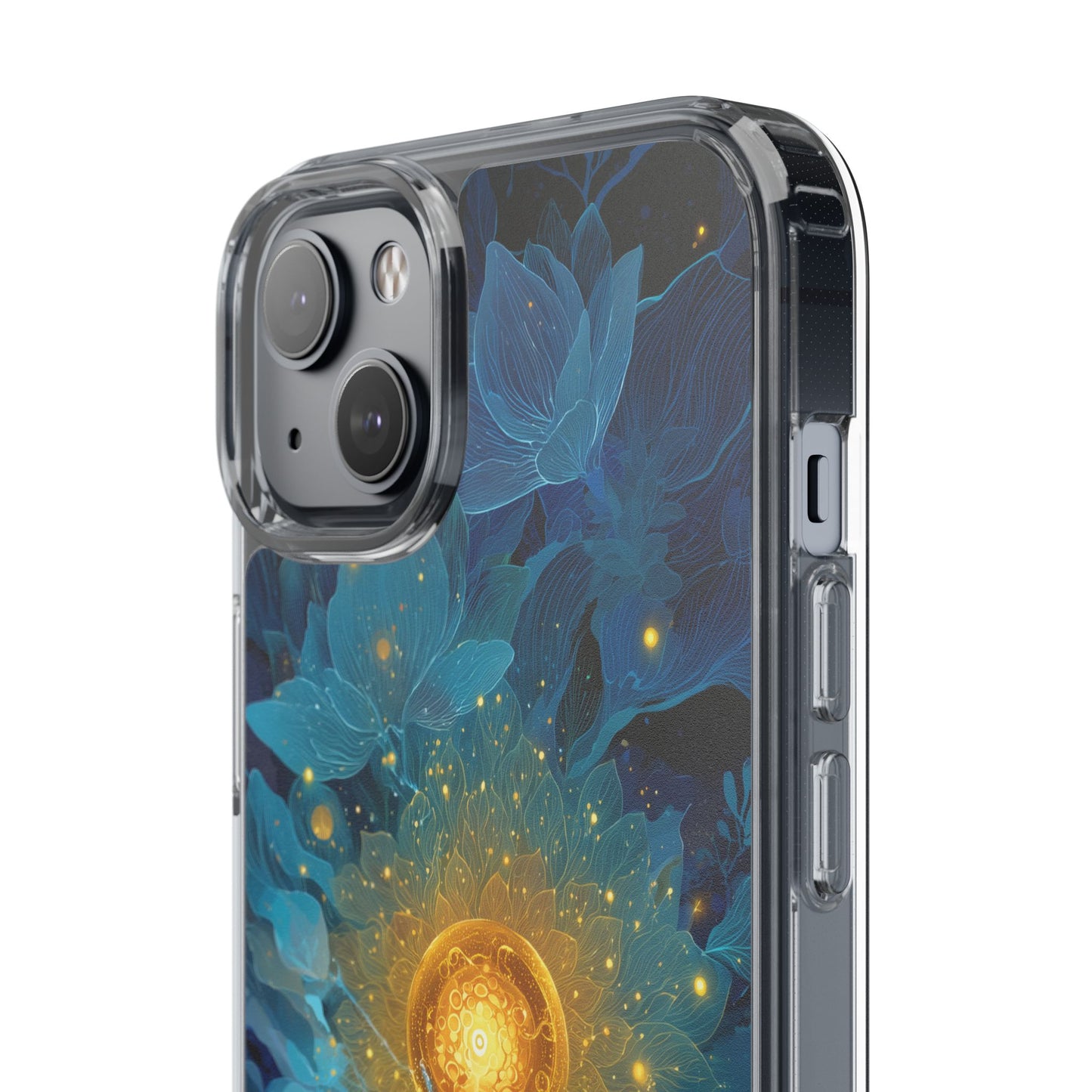 Celestial Nocturnal Bloom Clear Phone Case - Protective, Artistic Design for Nature Lovers