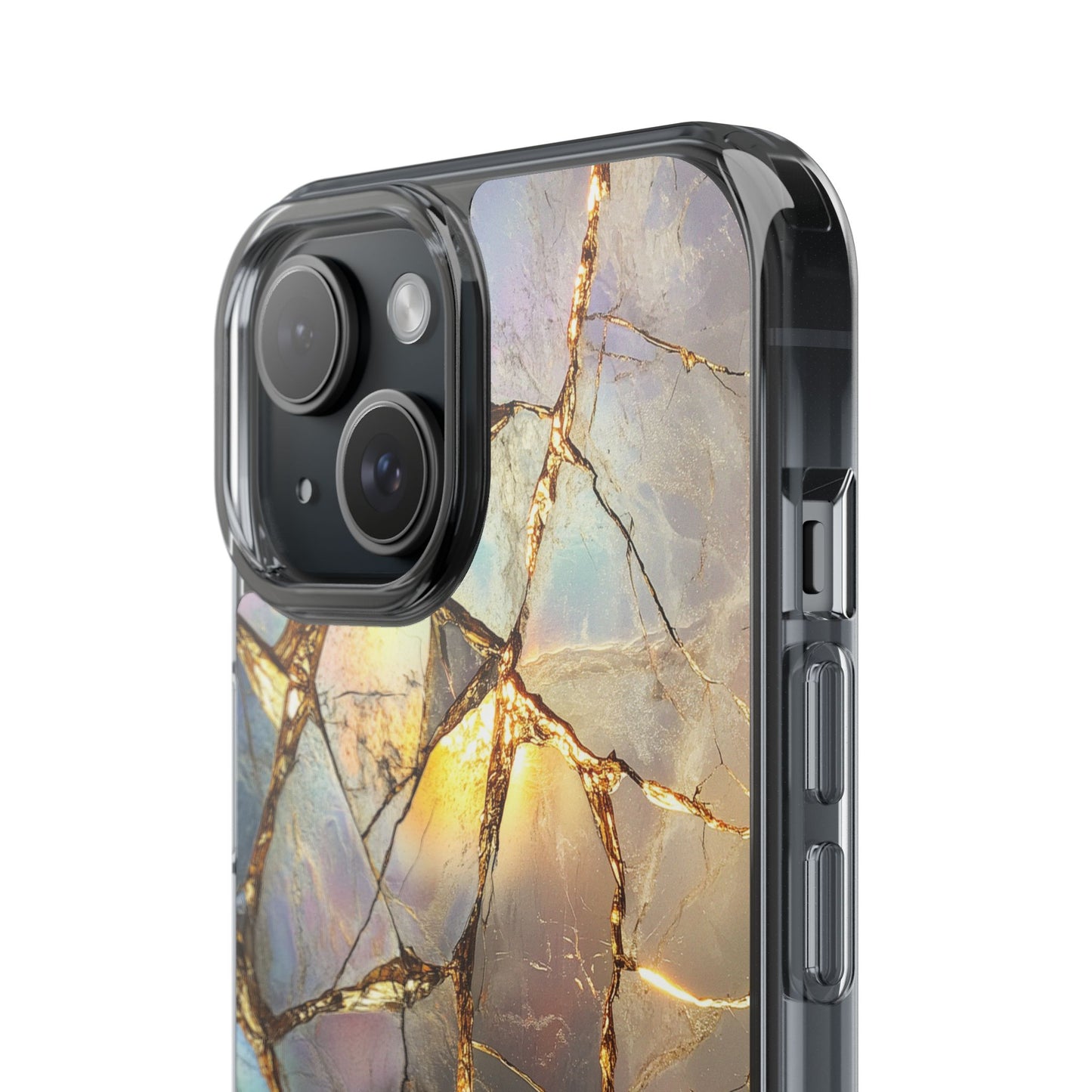 Iridescent Gold Marble Clear iPhone Case