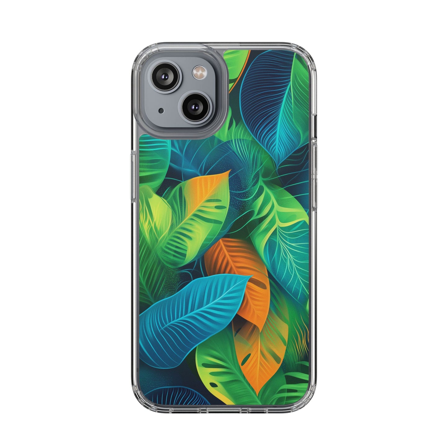 Tropical Leaf Clear iPhone Case – Vibrant Botanical Design for Nature Lovers