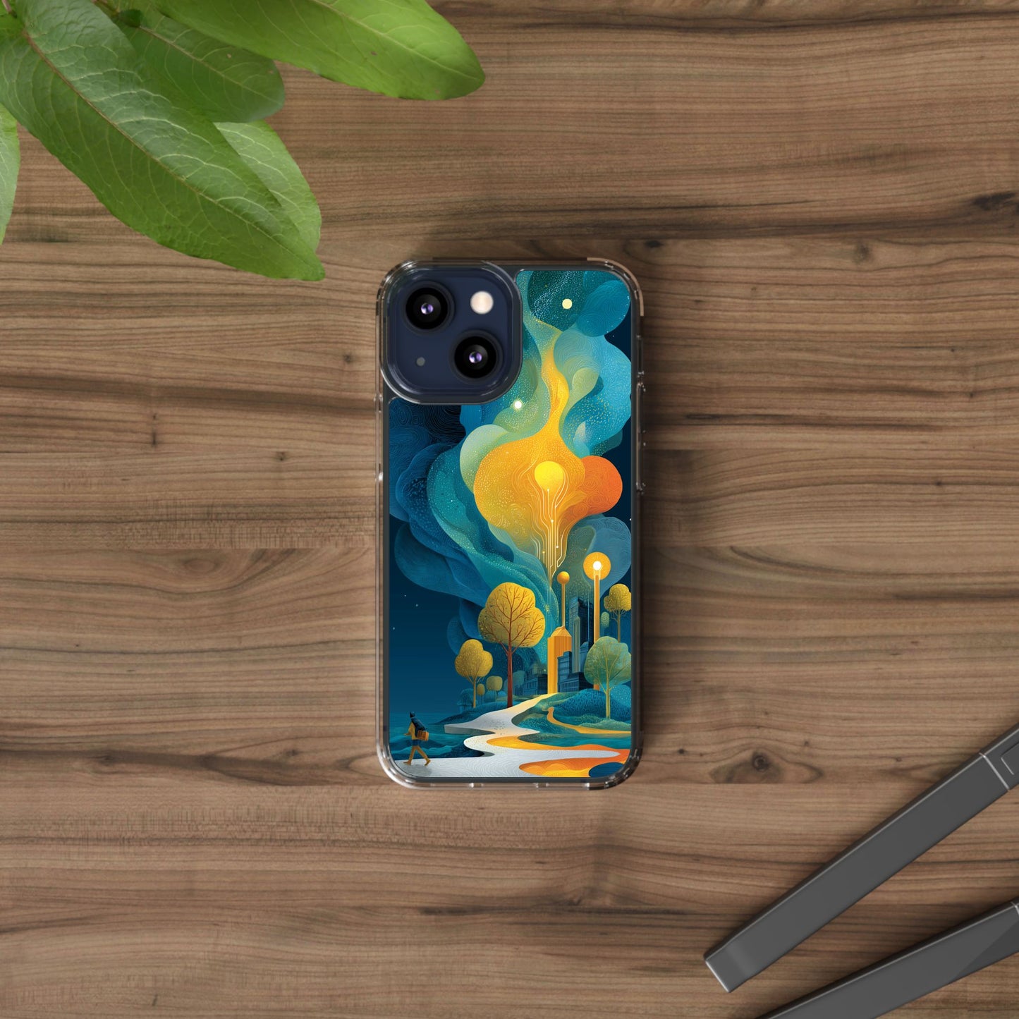 Electric City Forest Phone Case – Glowing Urban Jungle with Vibrant Nature Fusion