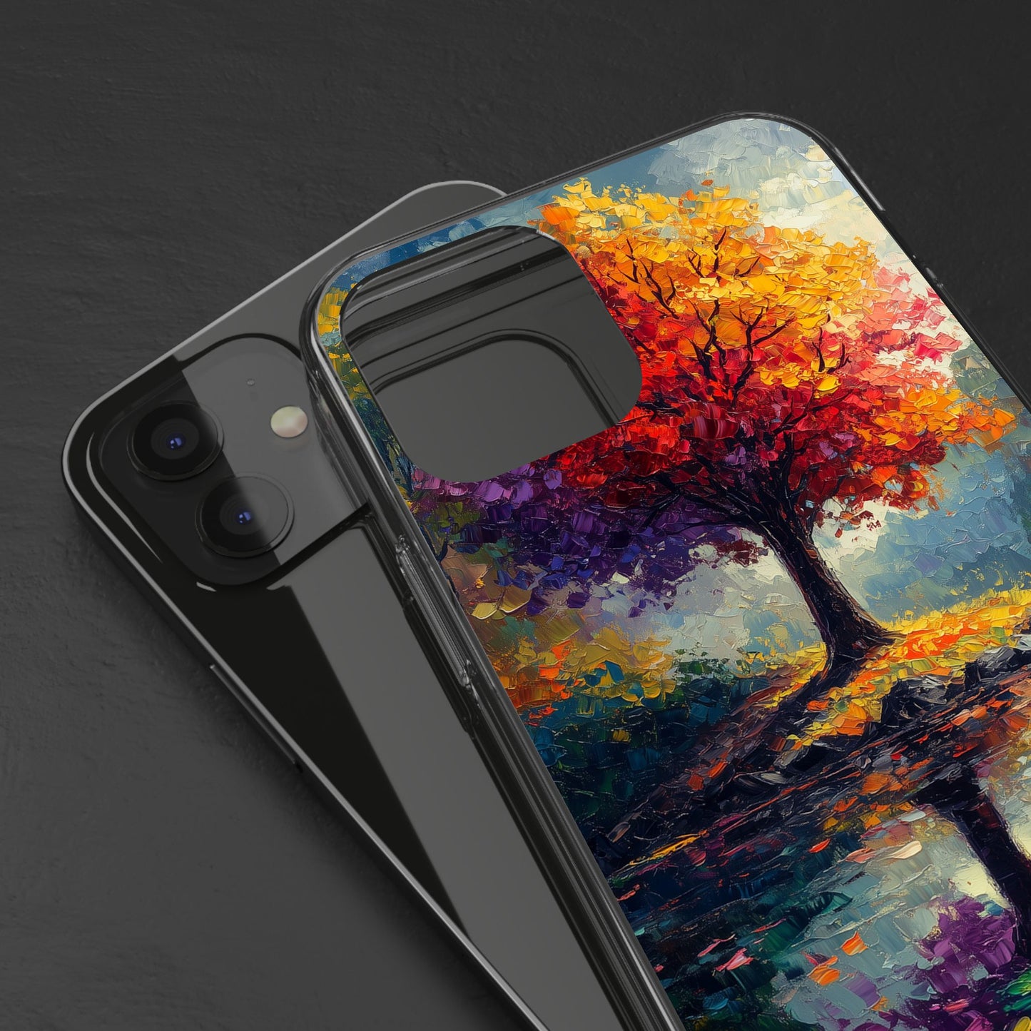 Autumn Landscape Phone Case - Clear Case with Vibrant Tree Design