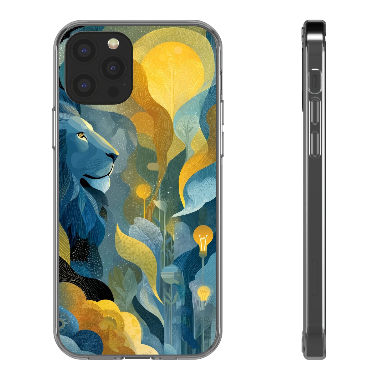 Artistic Lion Design Clear Phone Case | Nature-Inspired Protection for Animal Lovers