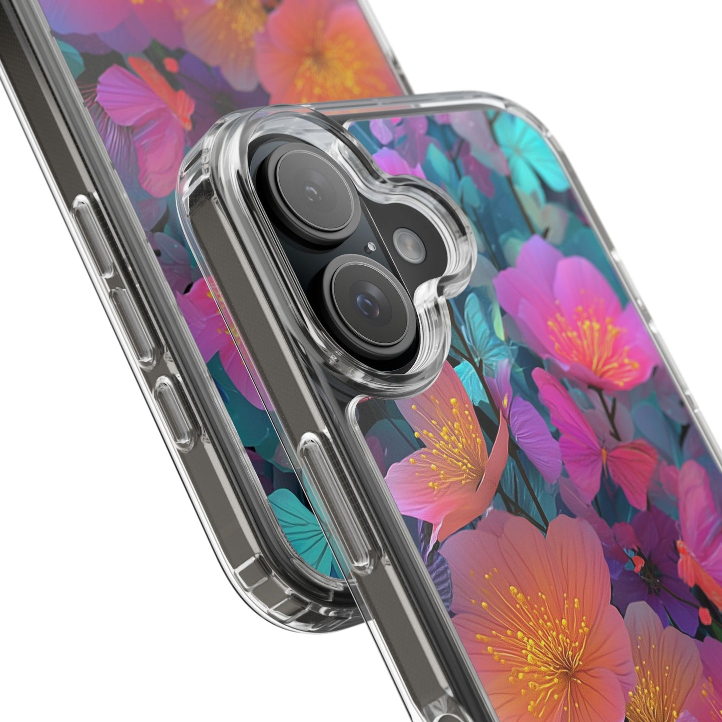 Vibrant Floral Clear iPhone Case