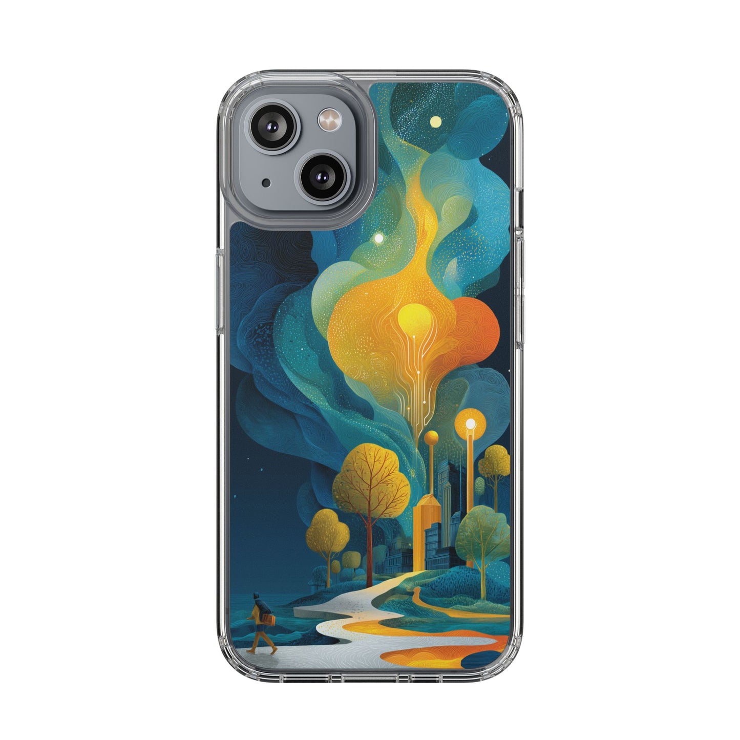 Electric City Forest Phone Case – Glowing Urban Jungle with Vibrant Nature Fusion