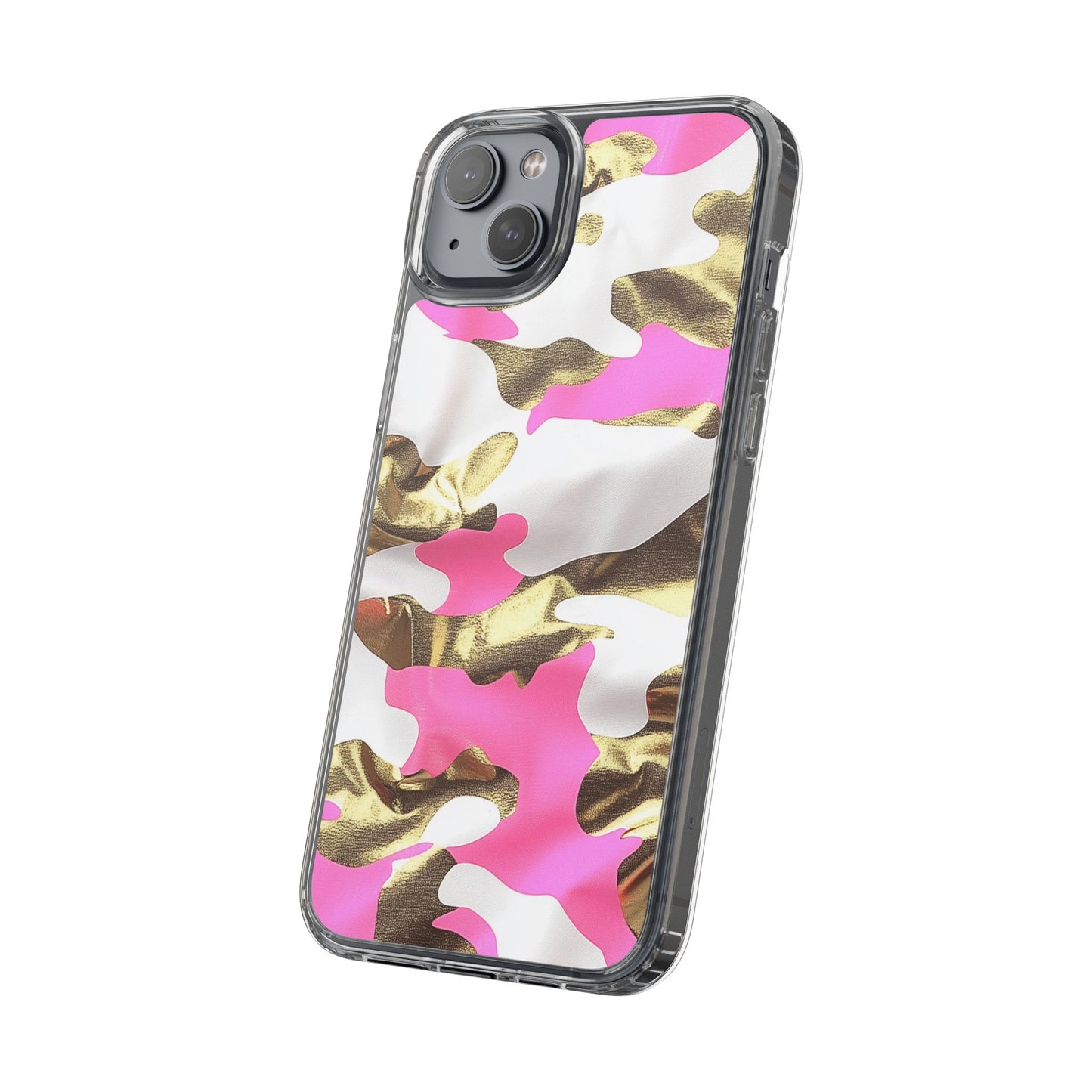 Gold and Pink Camo Phone Case – Stylish Clear Protective Design