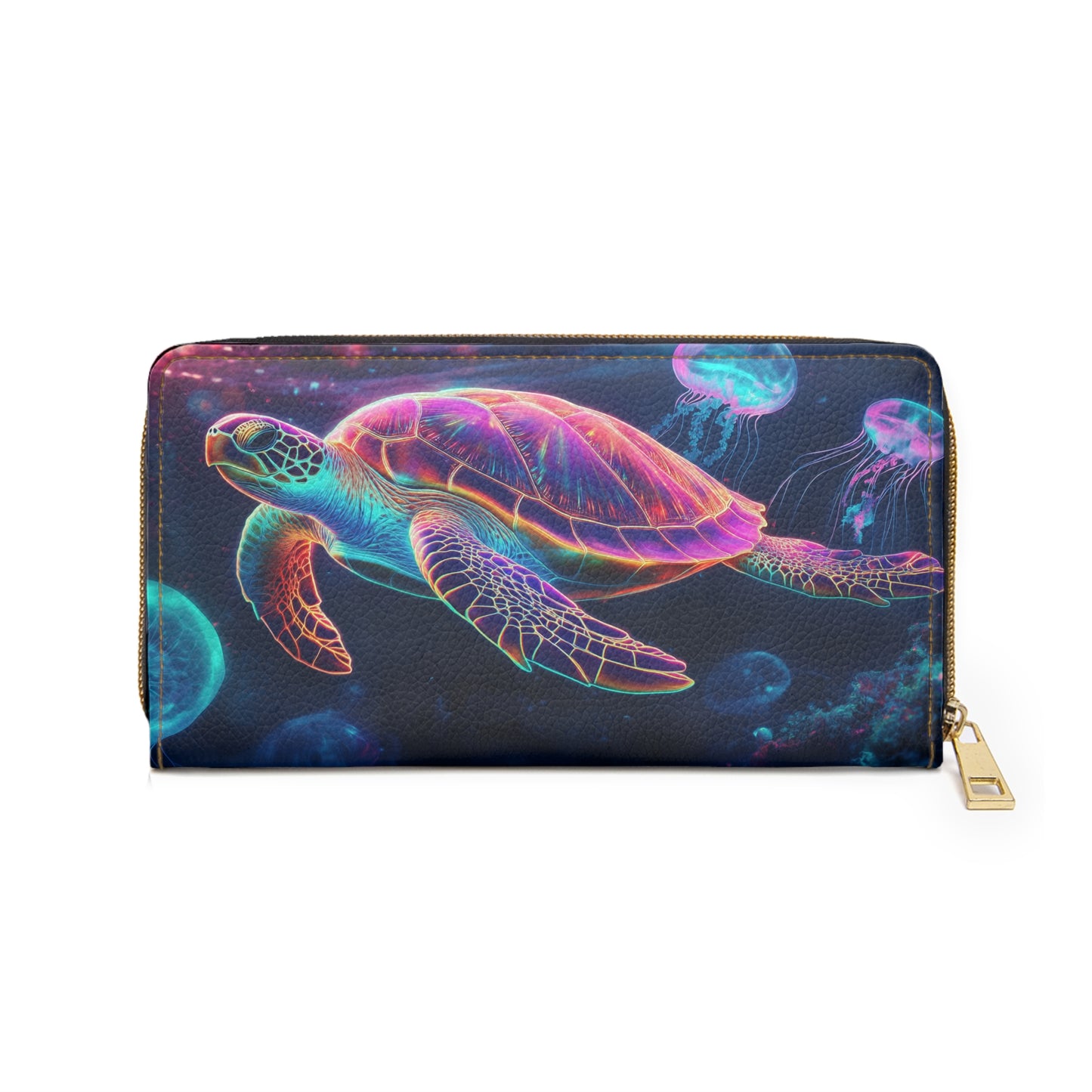 Colorful Bioluminescent Turtle – Ocean Inspired Cell Phone Clutch Wallet for Sea Life Lovers