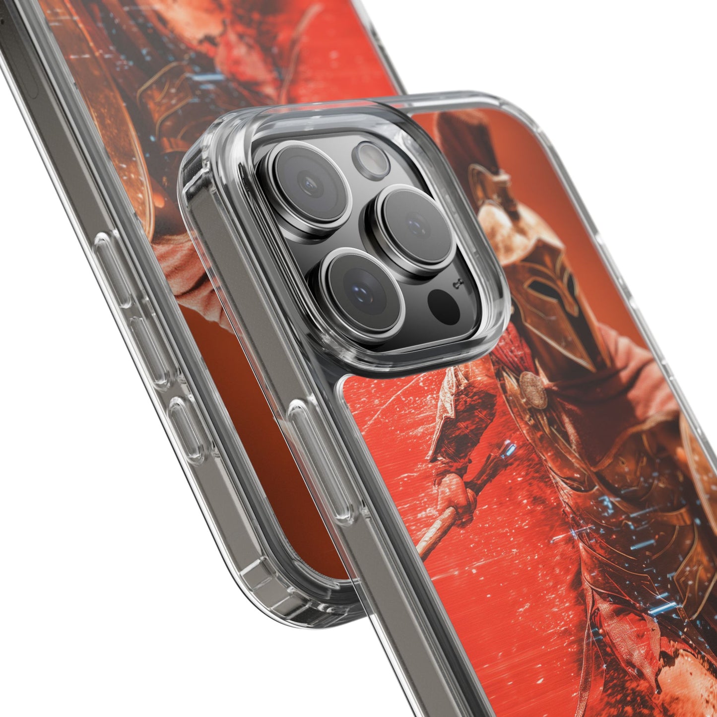 Spartan "Big Duster" Warrior Clear Phone Case - Unique Design for Protection & Style